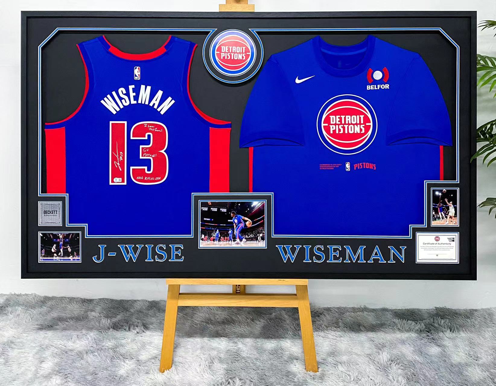 Wiseman Detroit Pistons Autographed Custom Framed Jersey