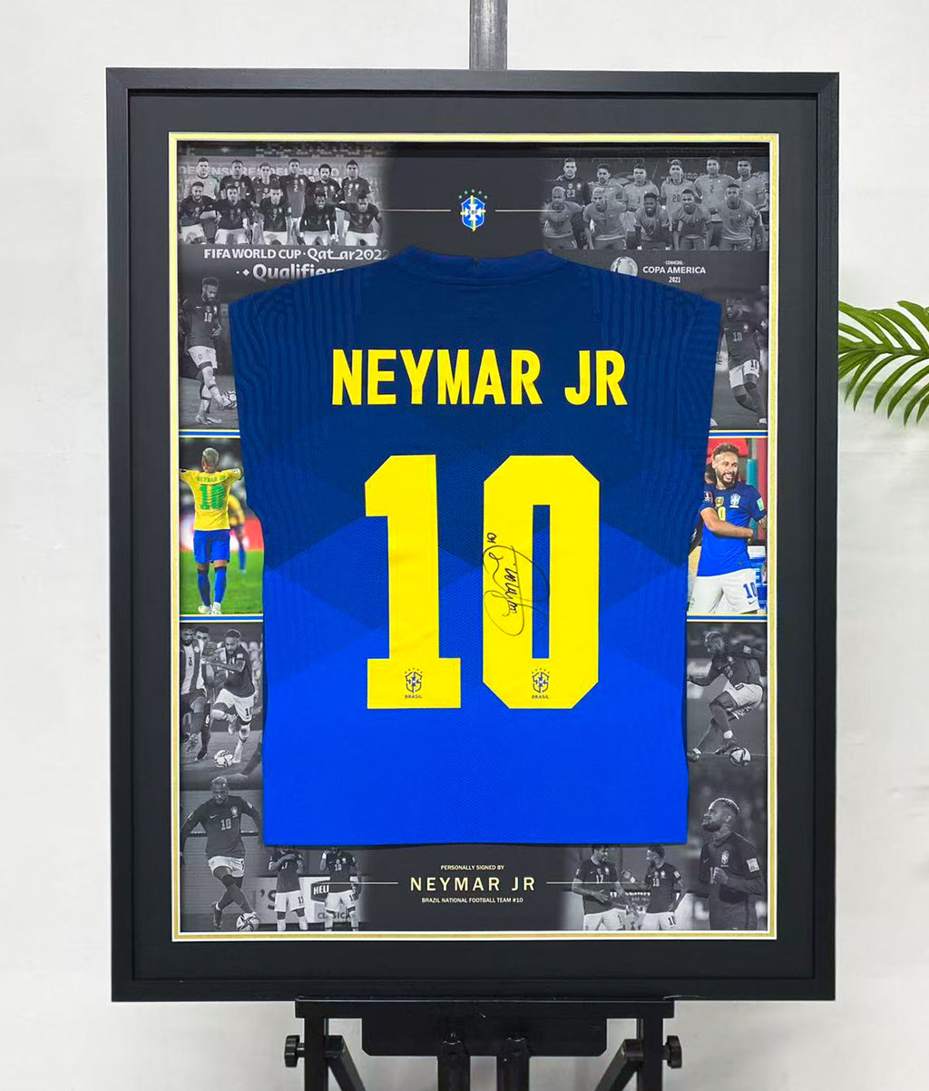 Neymar Jr Signed Brazil Framed Jersey