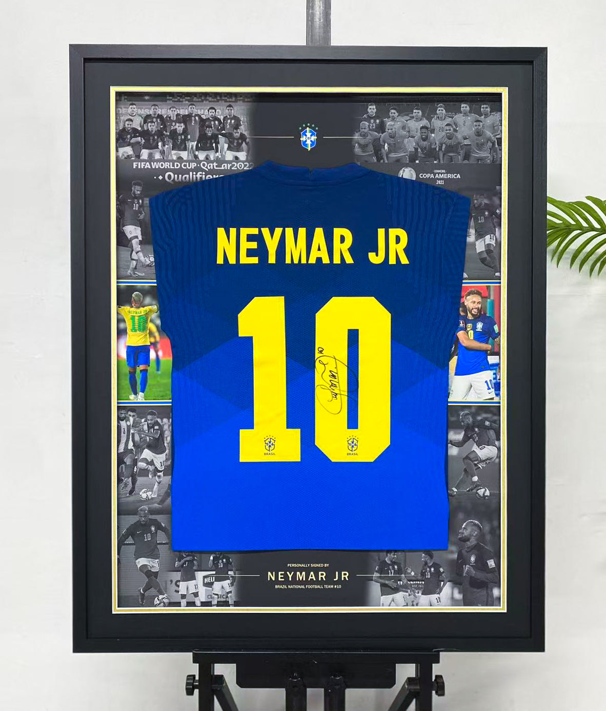 Neymar Jr Signed Brazil Framed Jersey