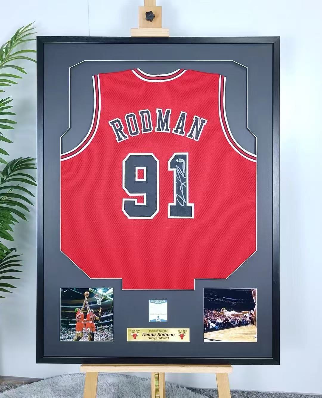 Chicago Bulls Dennis Rodman Autographed Jersey with Standard Design Framed 00007