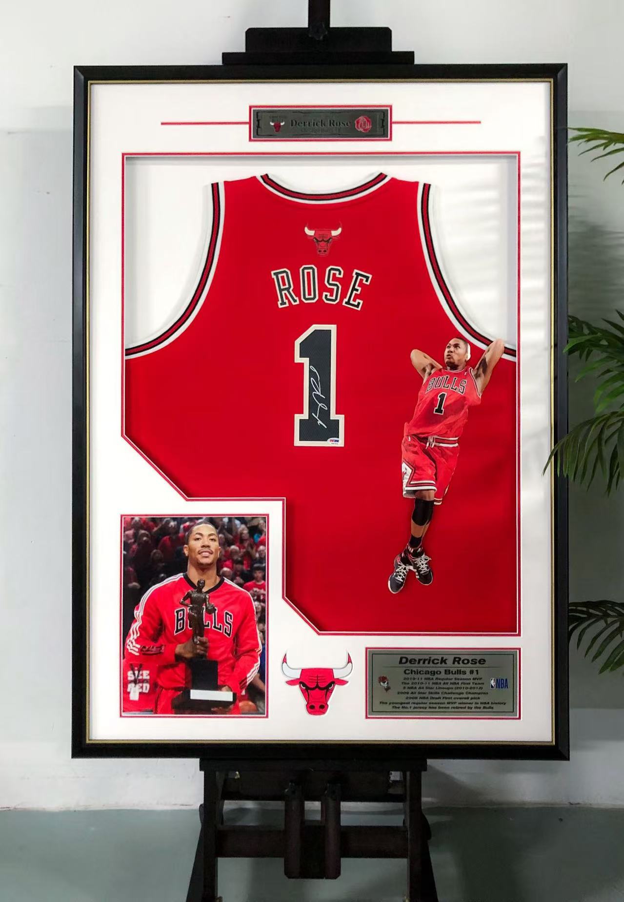 Derrick Rose Chicago Bulls Autographed Jersey Framed