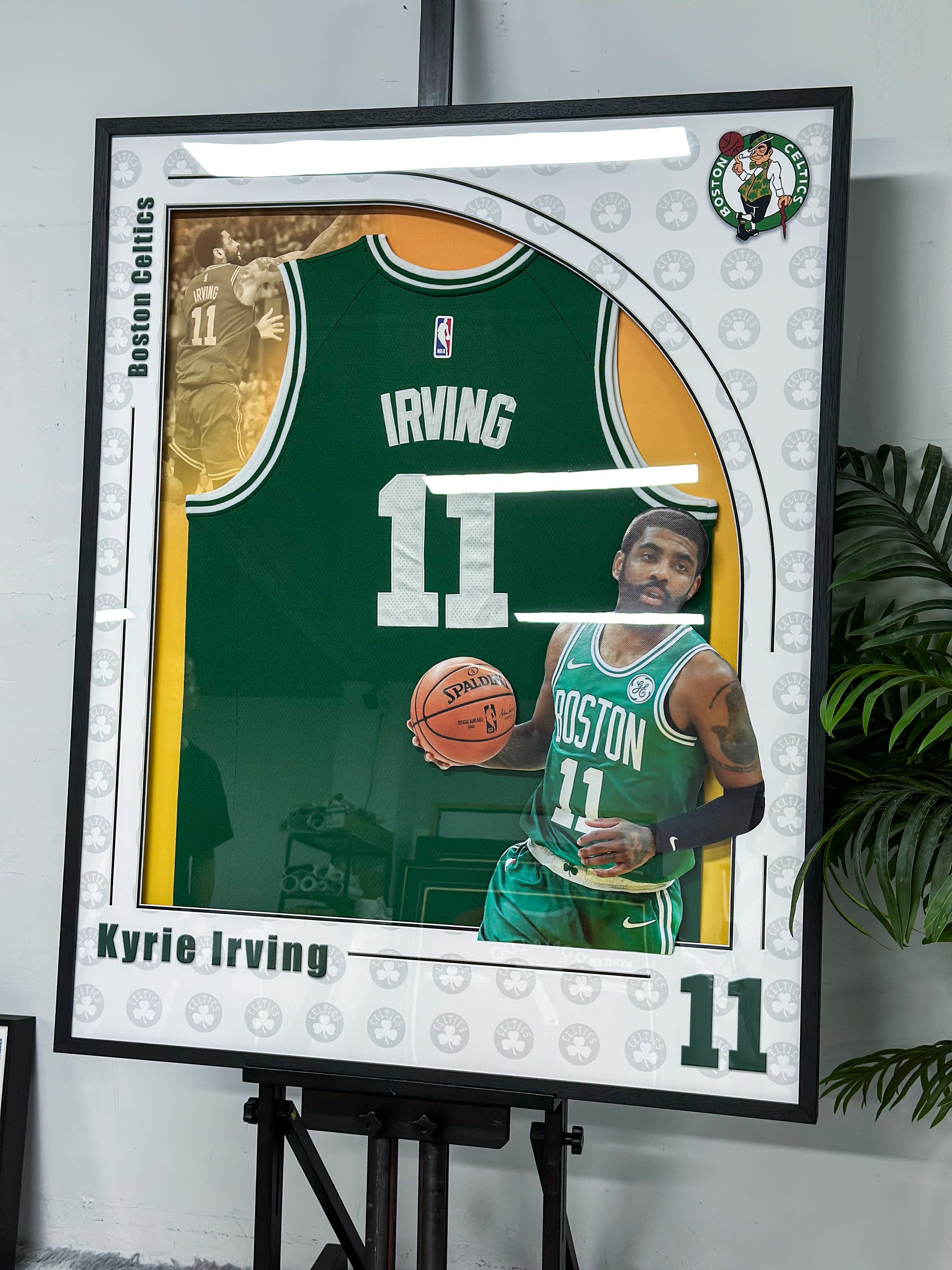 Kyrie Irving Boston Celtics Autographed Jersey Framed
