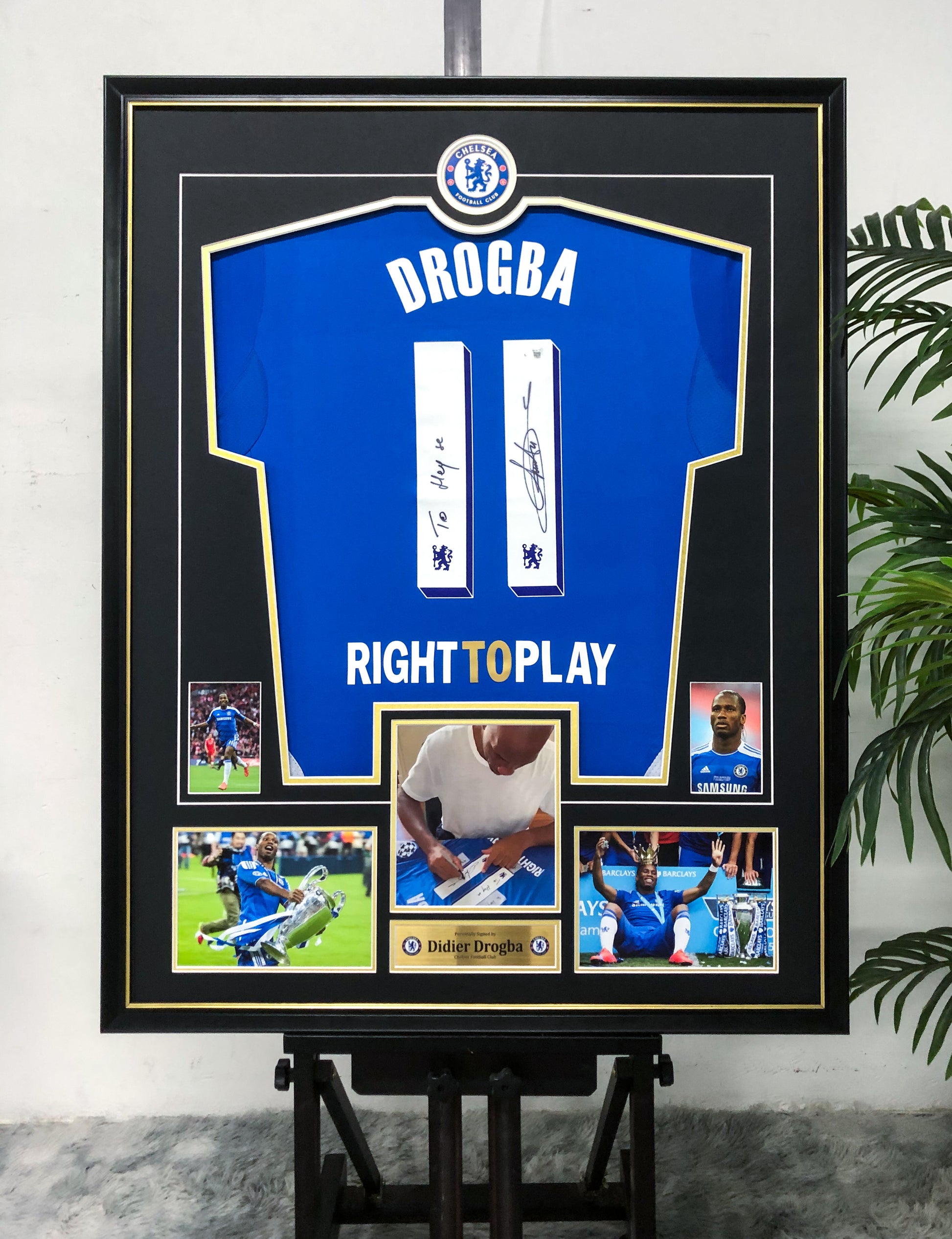 Didier Drogba Chelsea Signed Jersey Custom Framing