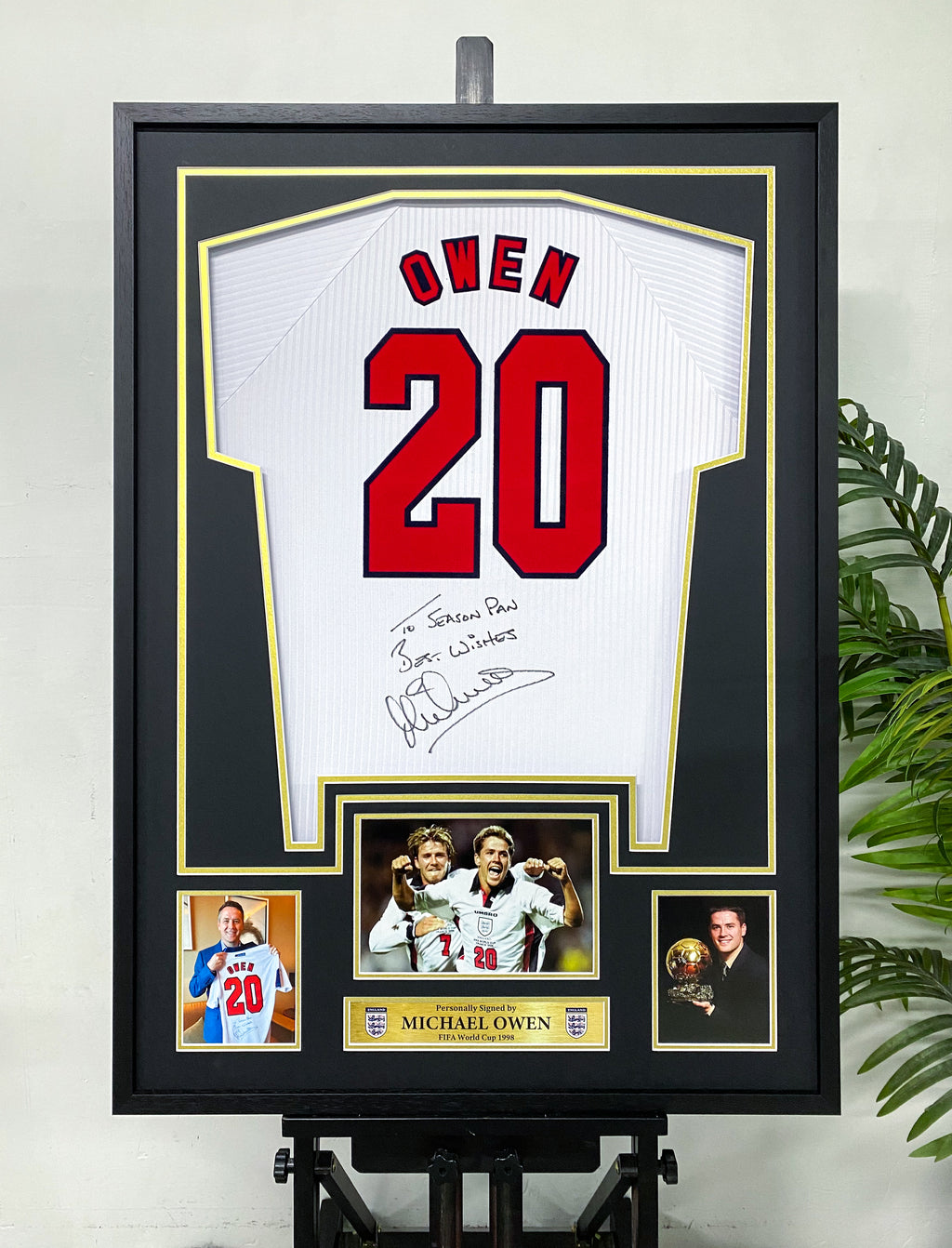 Michael Owen England 1998 World Cup 20 Jersey Framing