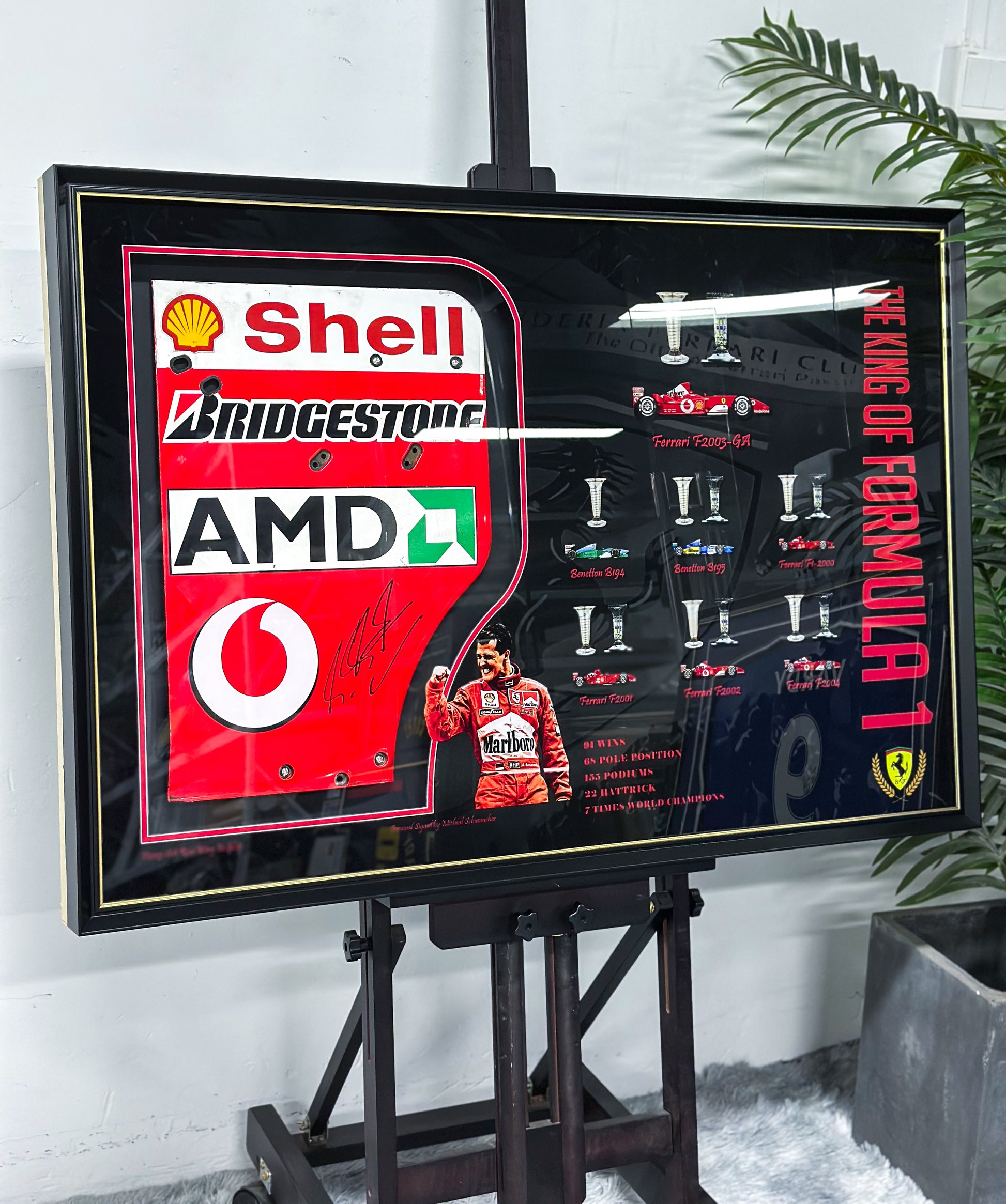 Michael Schumacher F1 Ferrari Autographed Custom Framed Car Parts