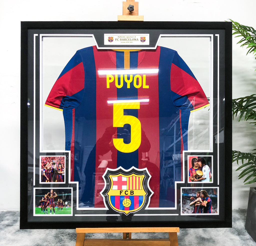 Puyol FC Barcelona Autographed Custom Framed Jersey