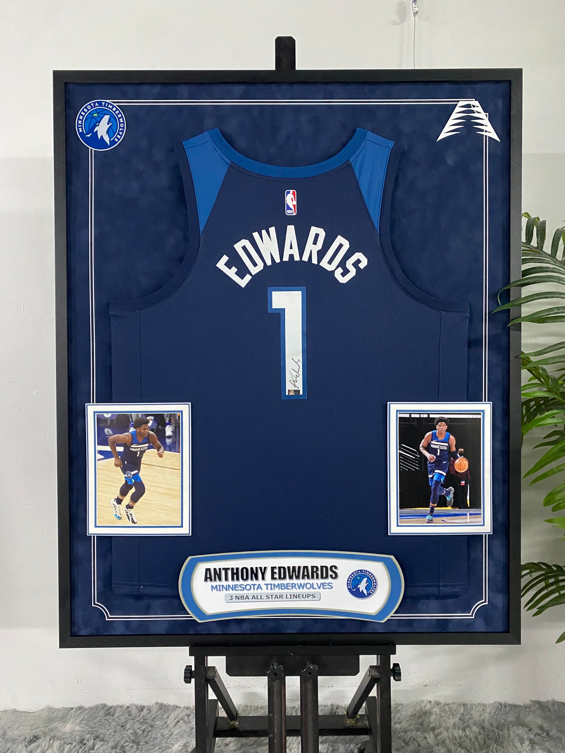 Anthony Edwards Minnesota Timberwolves Signed Jersey Framed