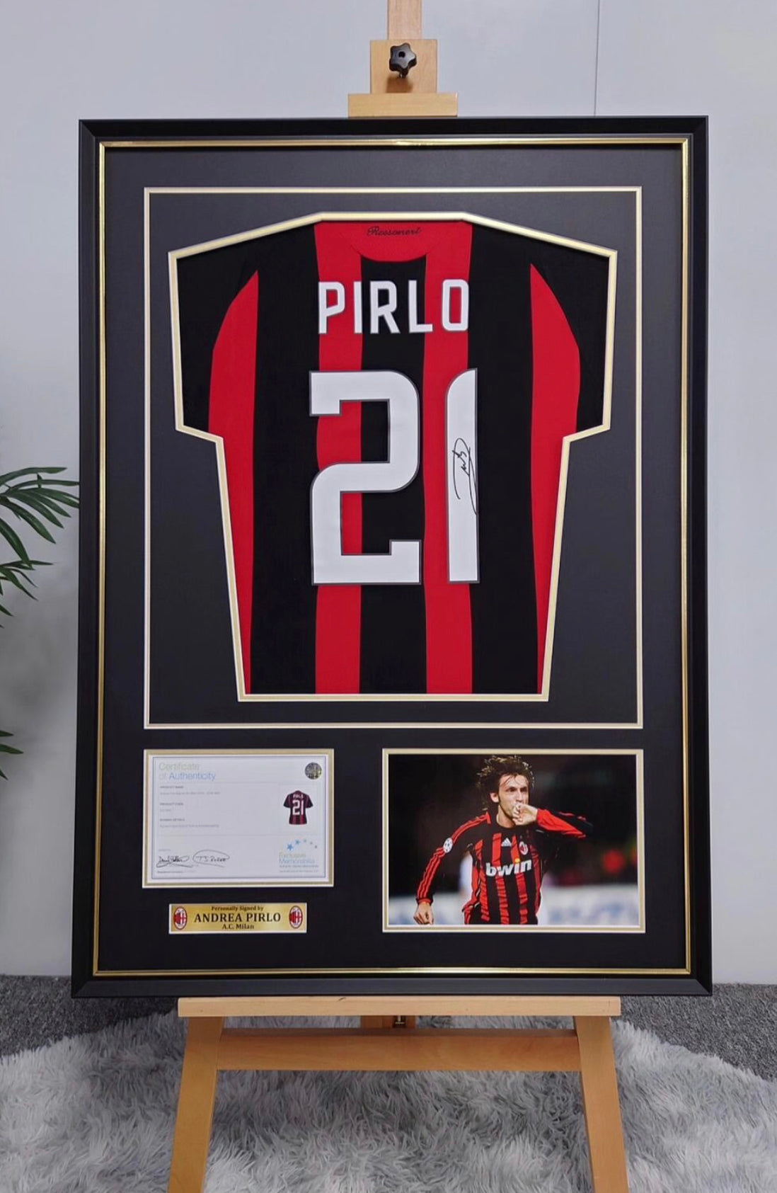 Andrea Pirlo AC Milan Autographed Custom Framed Jersey
