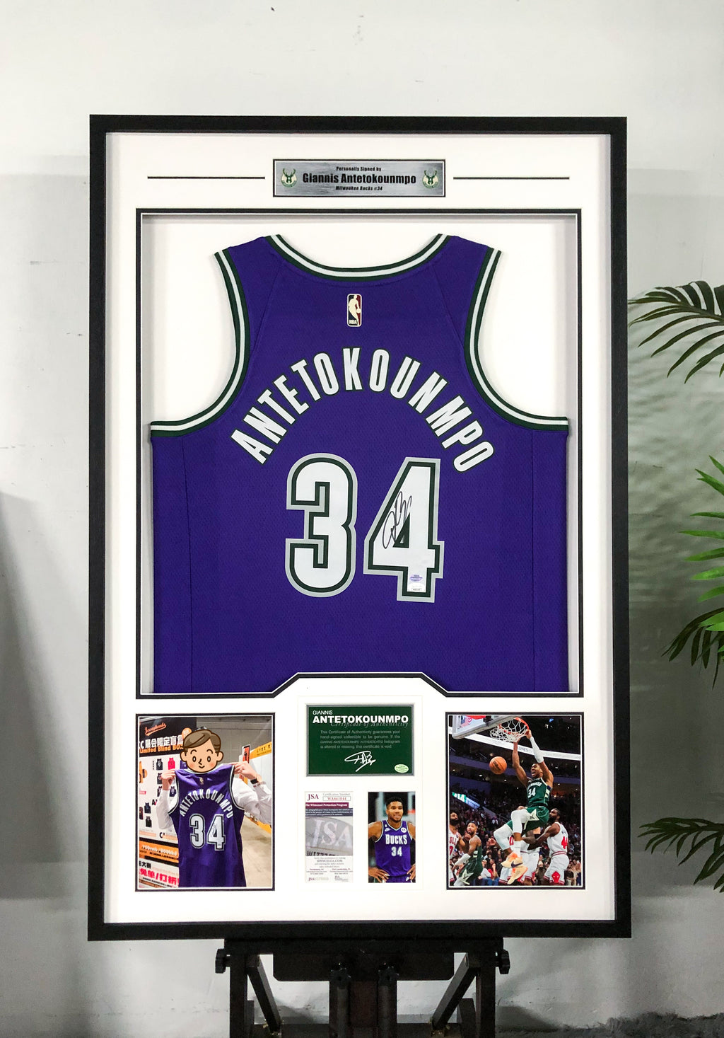 Giannis Antetokounmpo Milwaukee Bucks Autographed Standard Framed Jersey