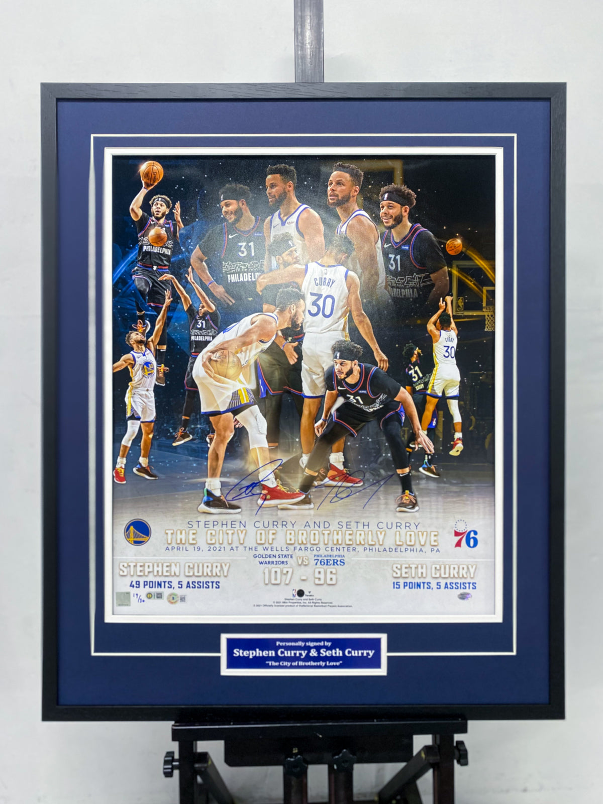 Stephen Curry & Seth Curry Signed Poster Framed