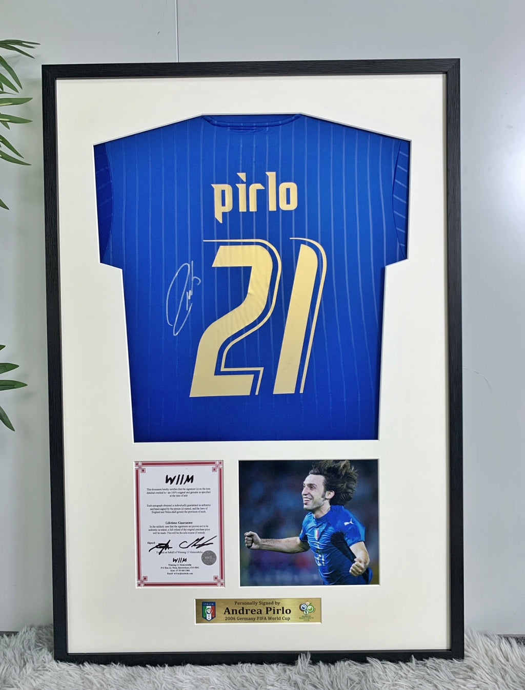 Andrea Pirlo Italy Autographed Custom Framed Jersey