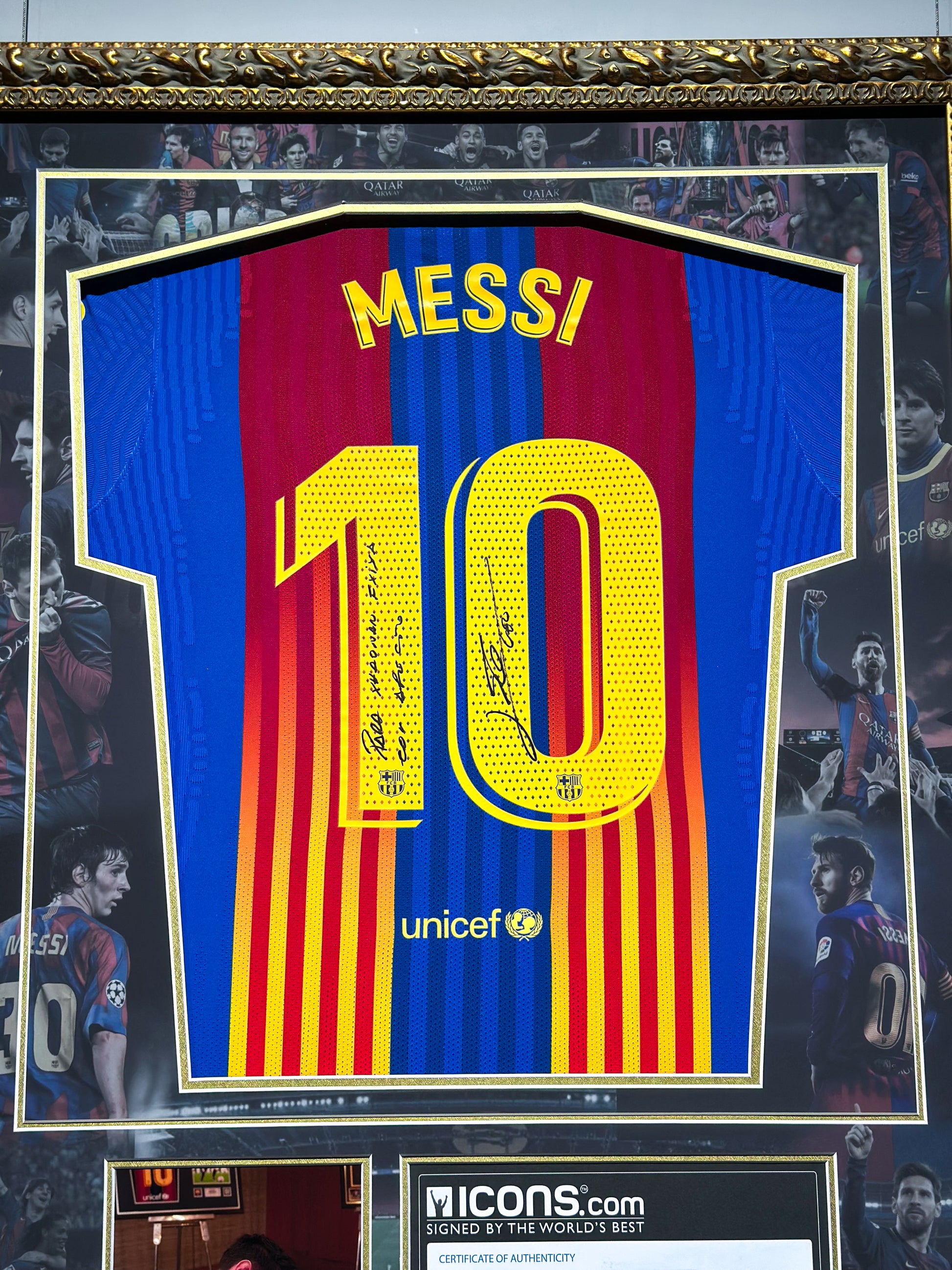 Lionel Messi Barcelona FC Jersey Framed