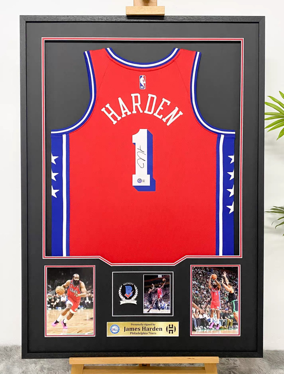 James Harden Philadelphia 76ers Autographed Custom Framed Jersey