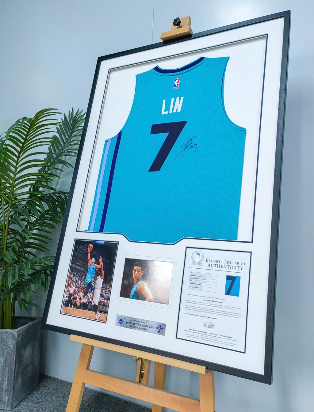 Jeremy Lin Charlotte Hornets Autographed Framed Jersey