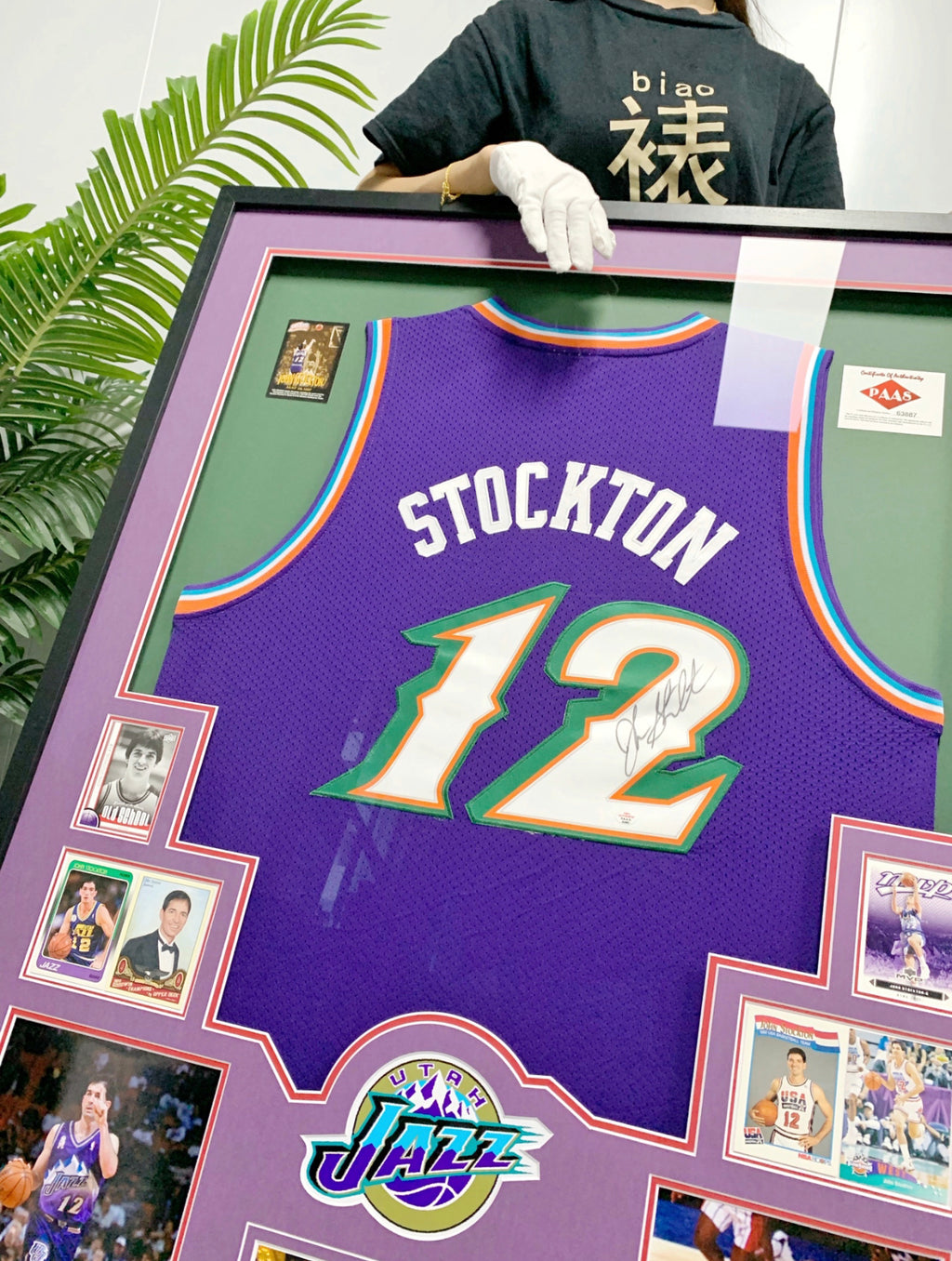 John Stockton Utah Jazz Autographed Jersey Custom Framing