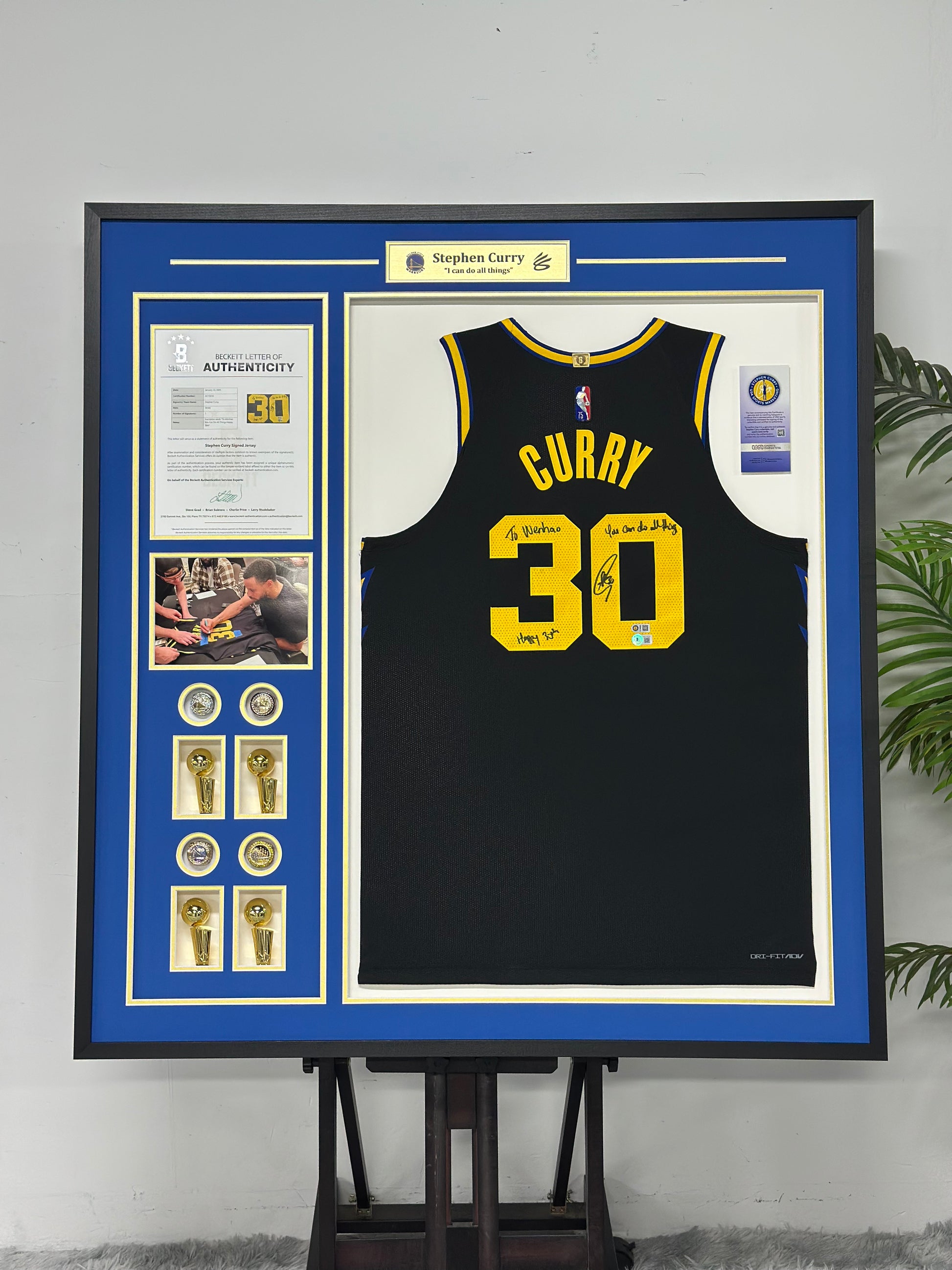 Stephen Curry Golden State Warriors Autographed Jersey Framed