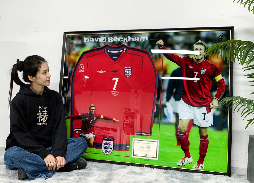 David Beckham England National Football Team Autographed Custom Framed Jersey