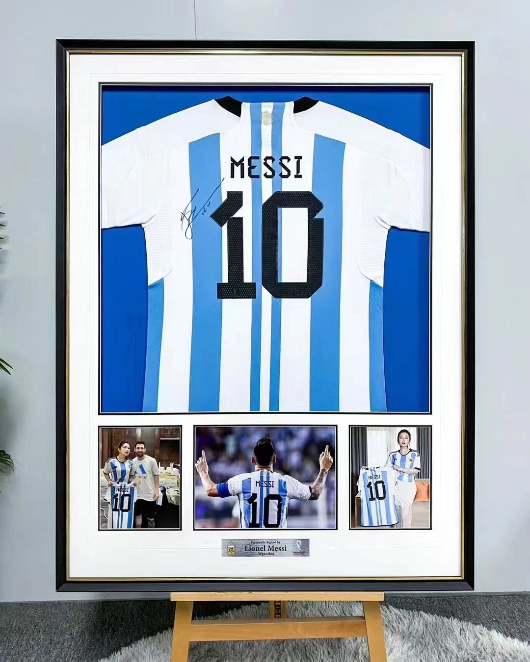 Lionel Messi Argentina Signed Jersey Framing