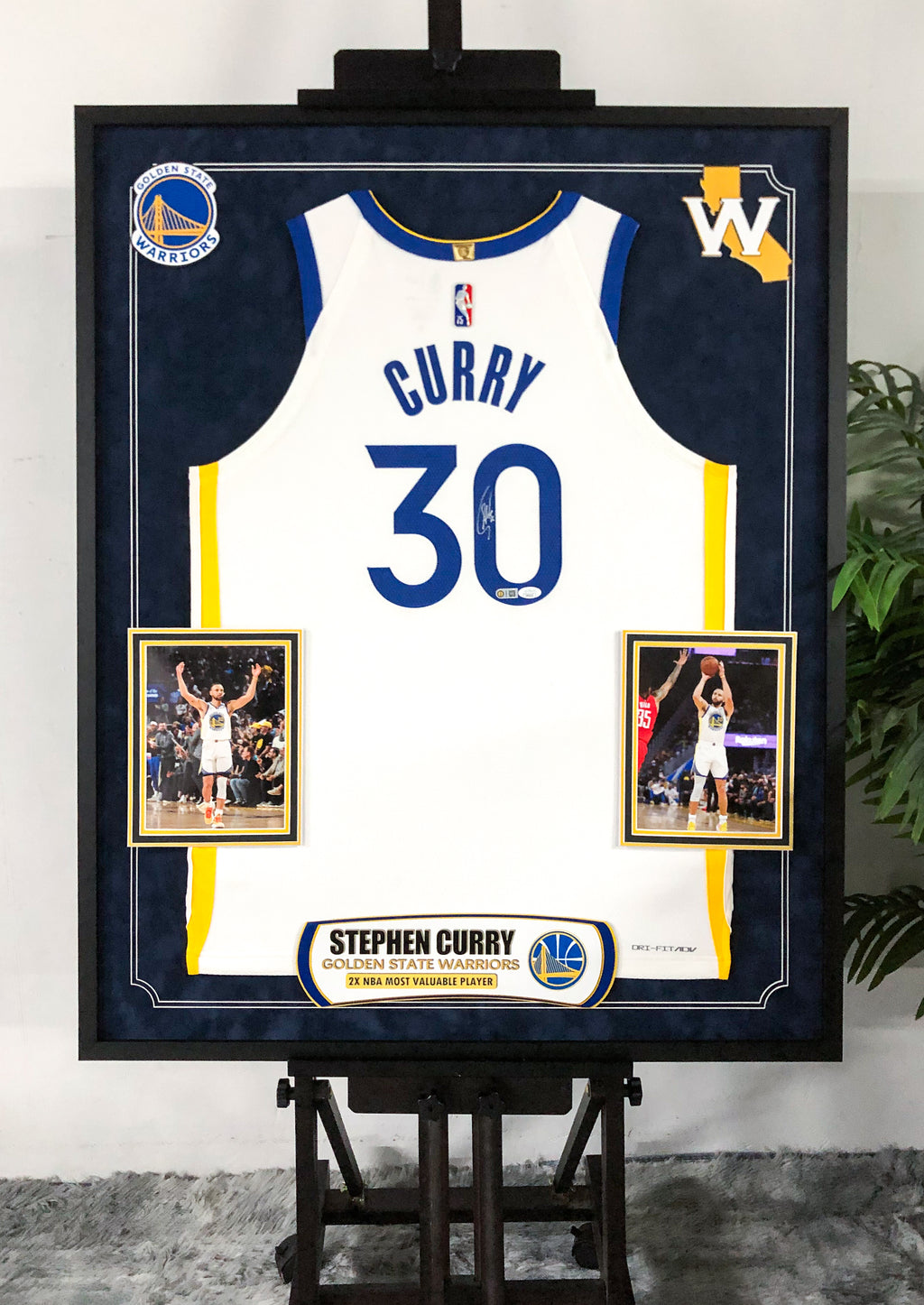 Stephen Curry, Golden State Warriors, Autographed Jersey Framed
