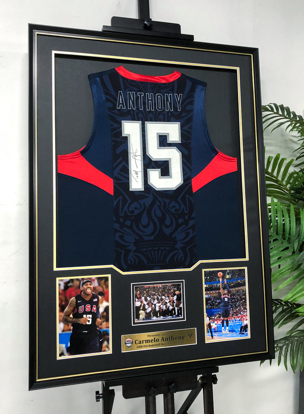 Carmelo Anthony USA Autographed Jersey Framed