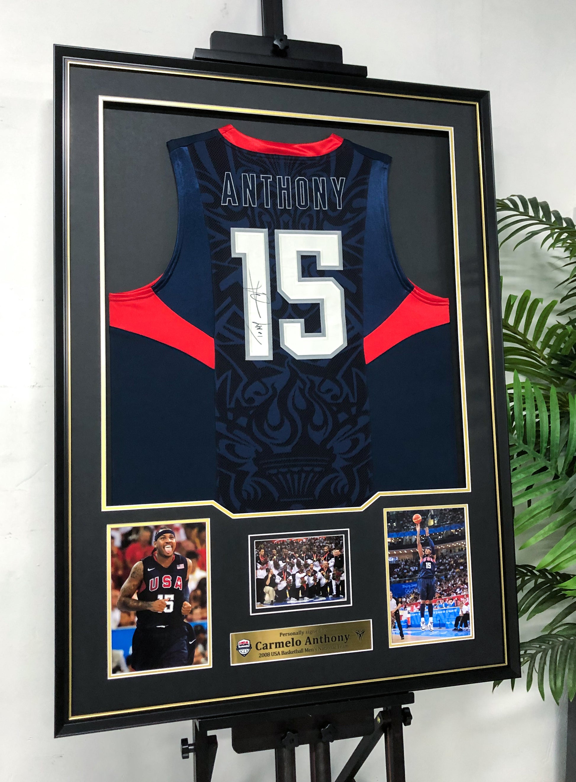 Carmelo Anthony USA Autographed Jersey Framed