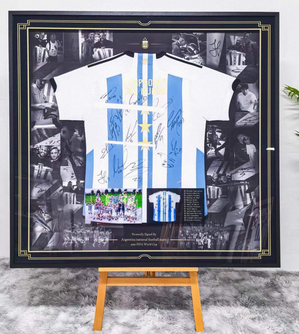 Argentina National Team Autographed Custom Framed Jersey