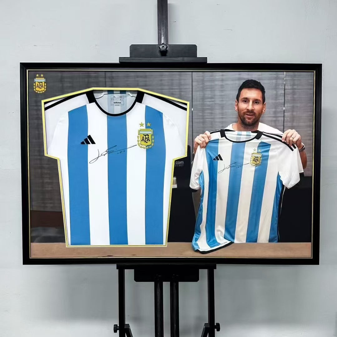 Lionel Messi Argentina Autographed Jersey Framed