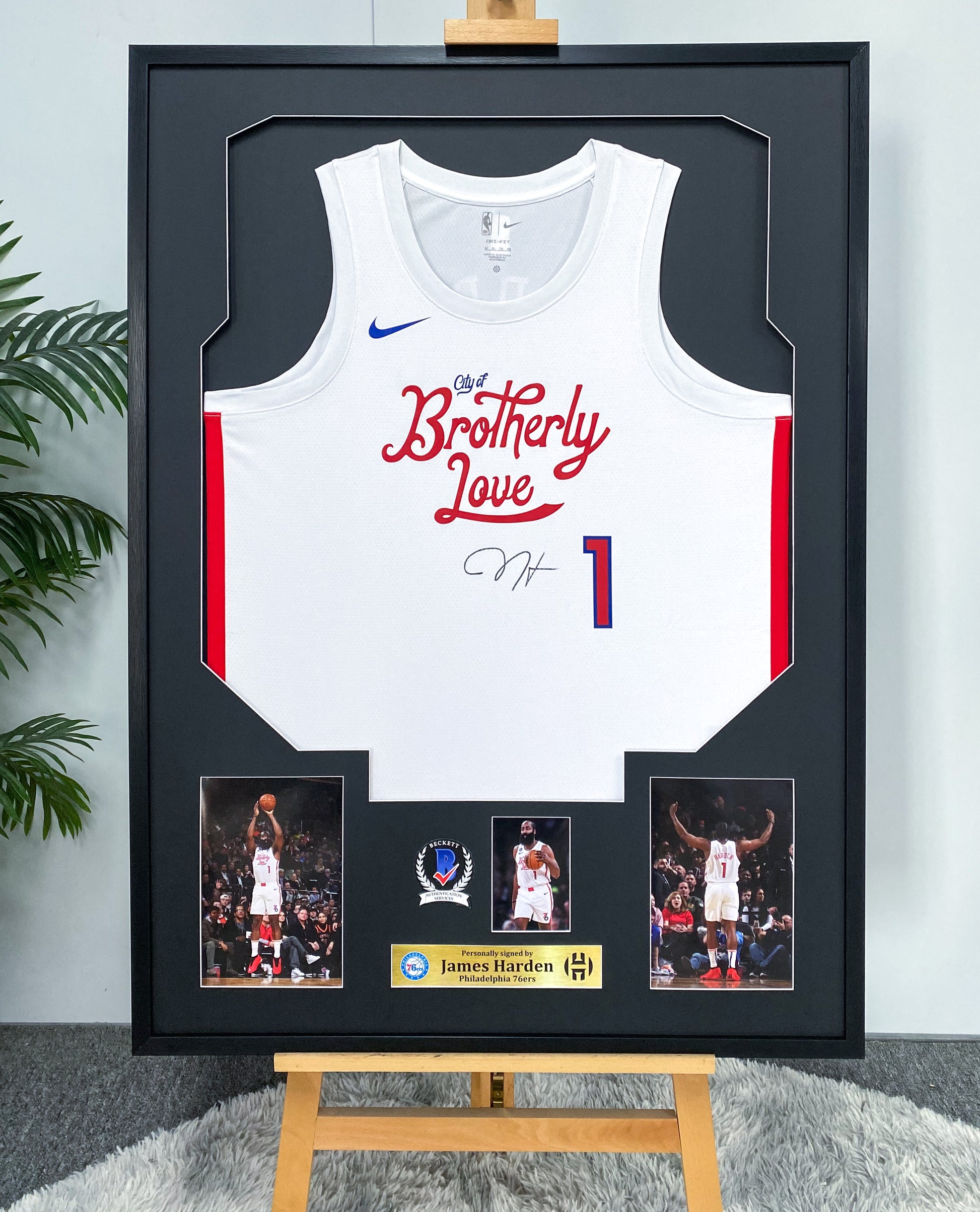 James Harden Philadelphia 76ers Autographed Custom Framed Jersey