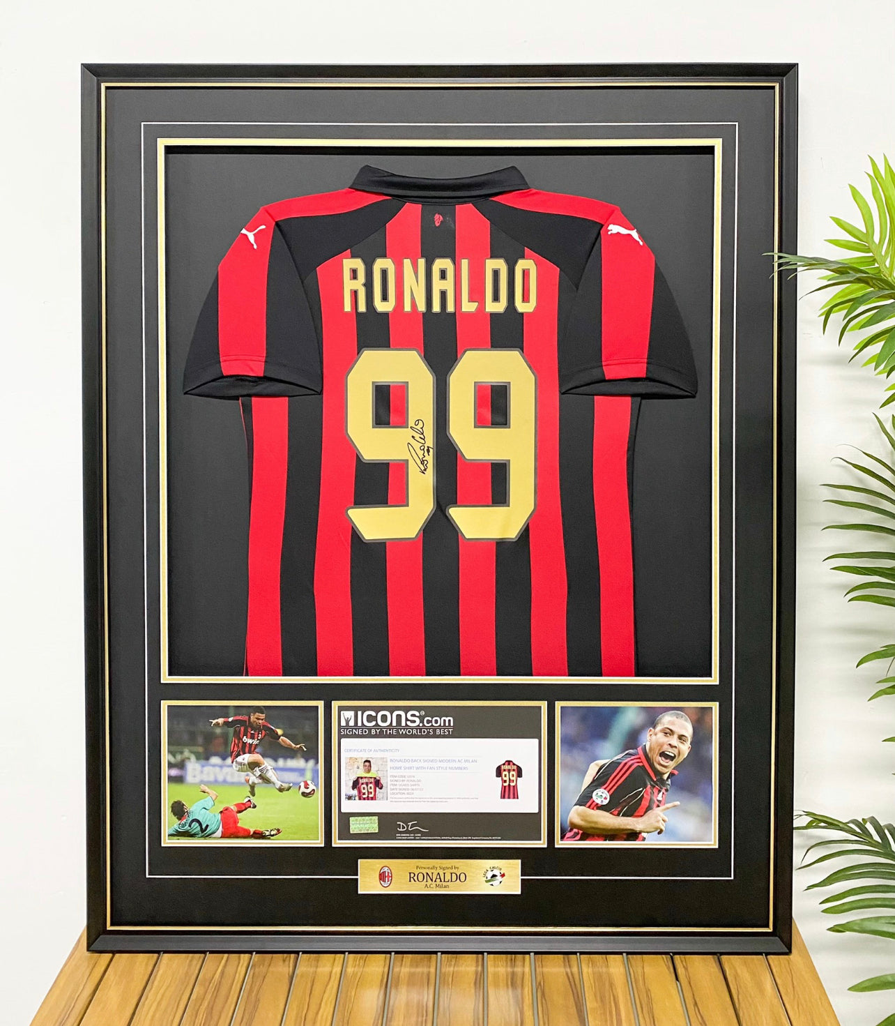 Ronaldo Moreira AC Milan Autographed Custom Framed Jersey