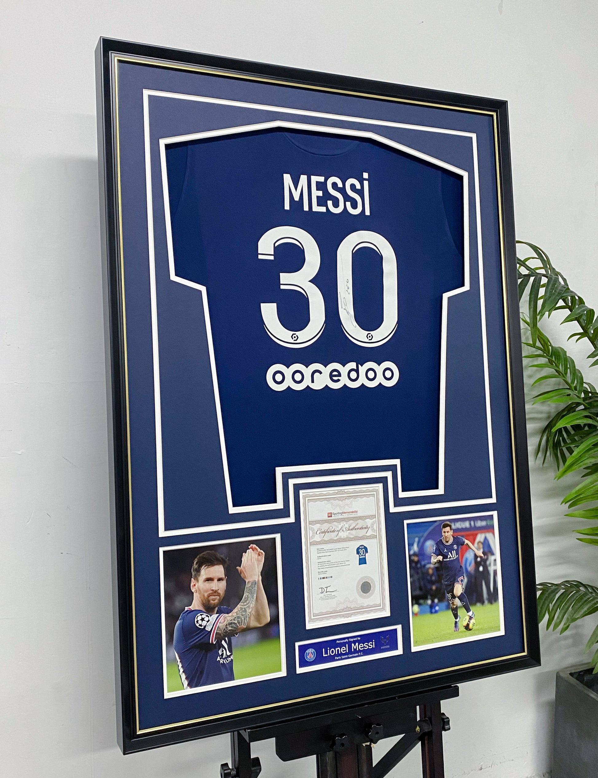 Lionel Messi PSG Home Autographed Jersey Framing