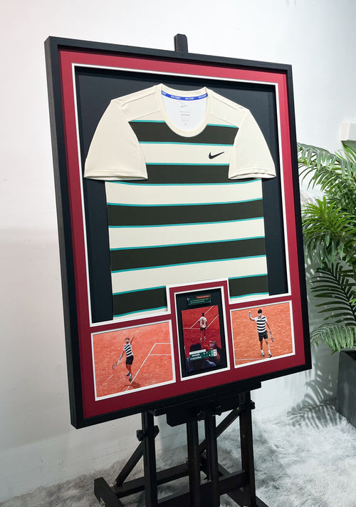 Jannik Sinner Nike Striped French Open Tennis Tee Framed Display