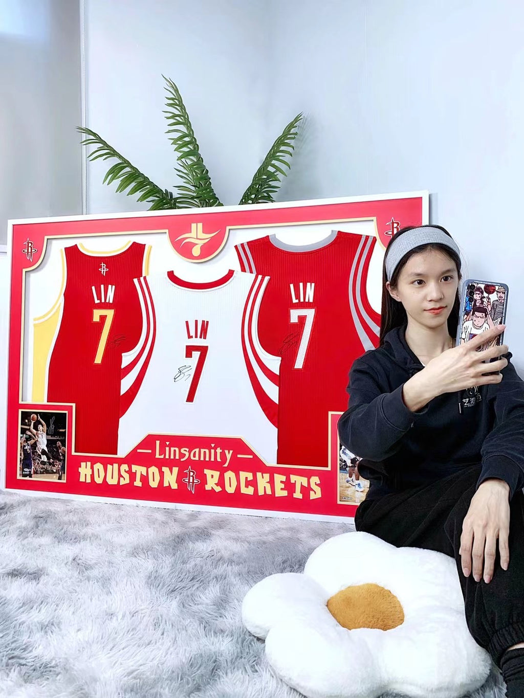 Jeremy Lin Houston Rockets Autographed Framed Jersey