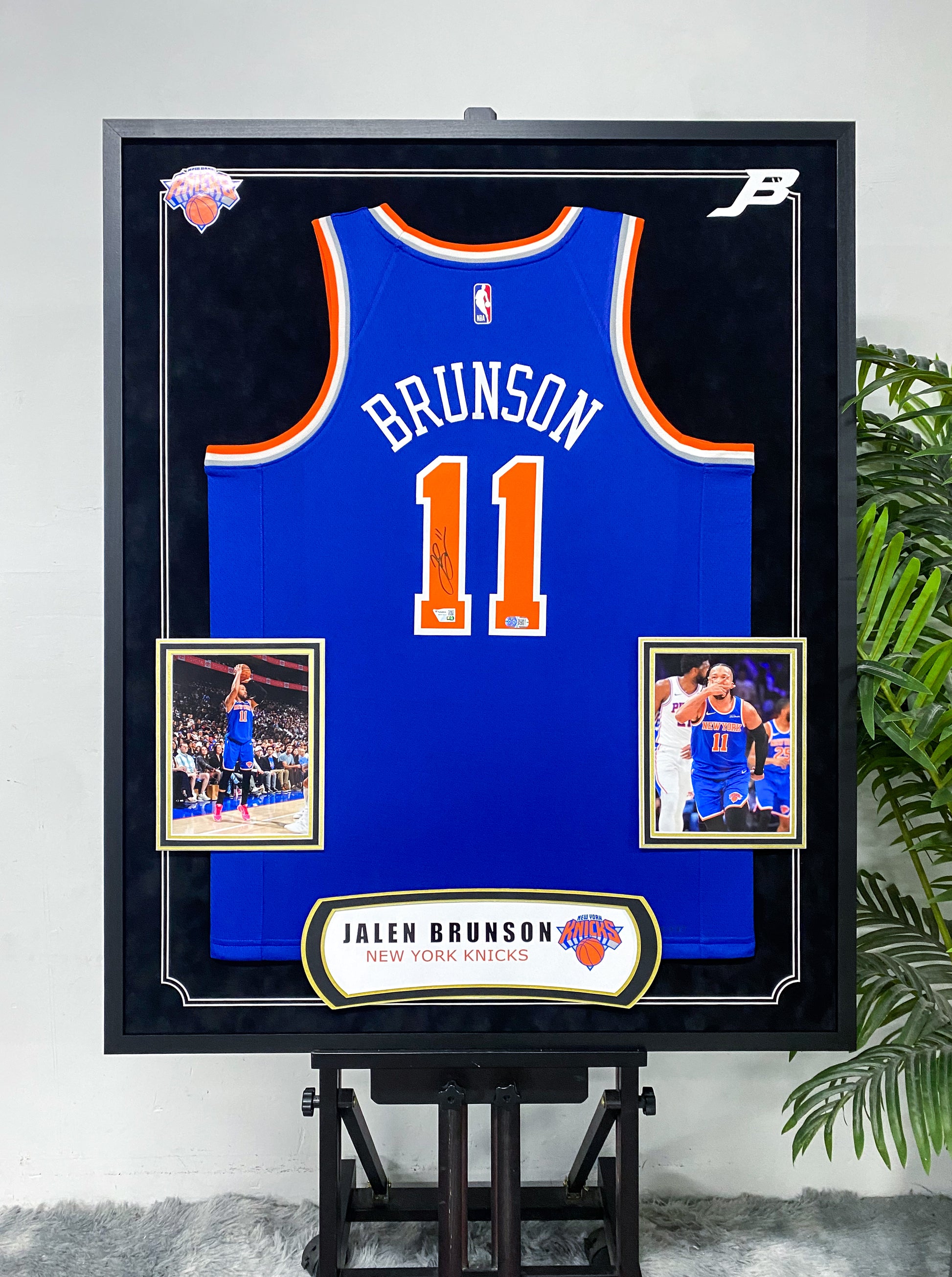 Jalen Brunson New York Knicks #11 Signed Blue Home Jersey Framed Display