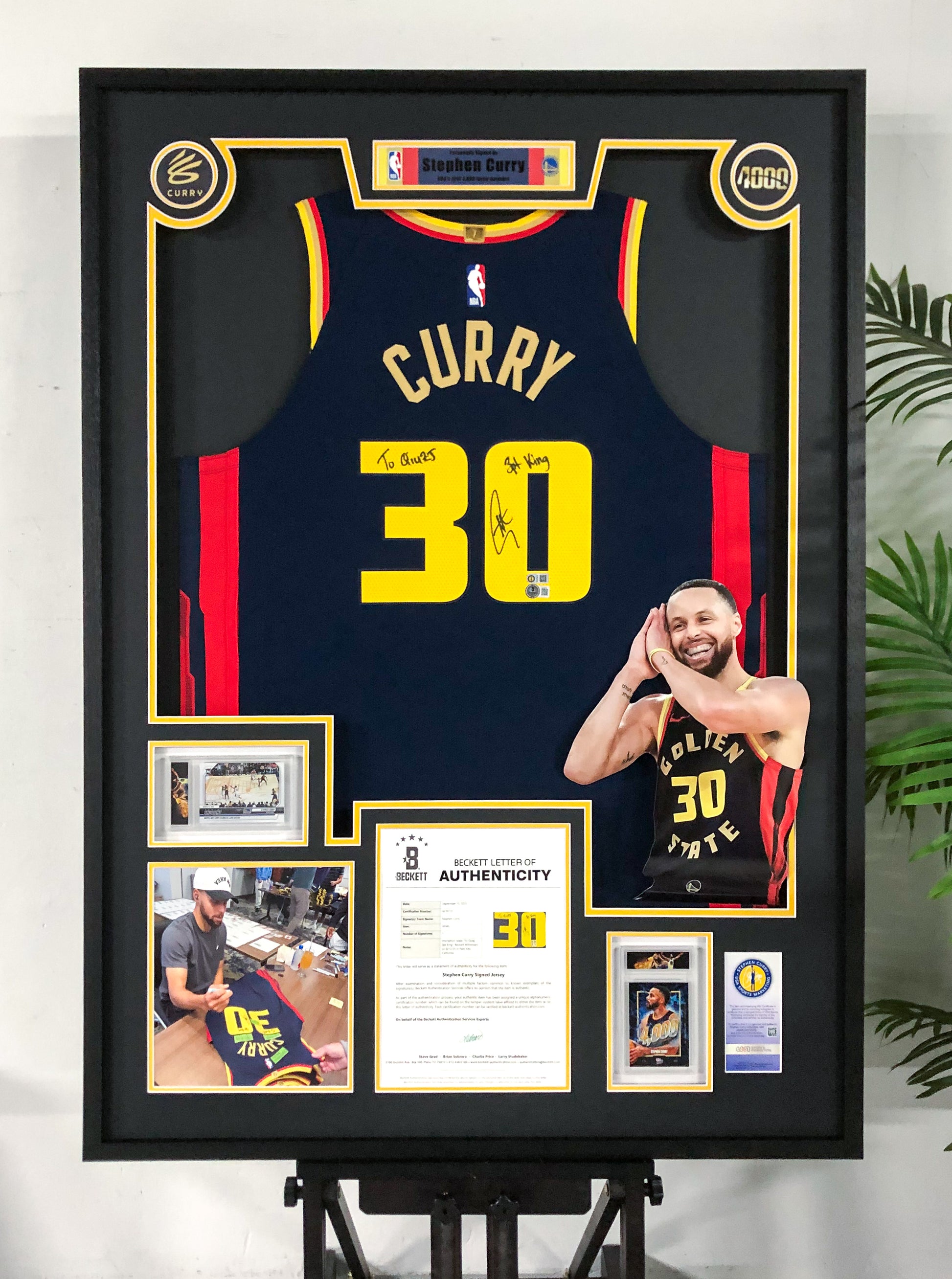 Stephen Curry Golden State Warriors Framed Signed Jersey