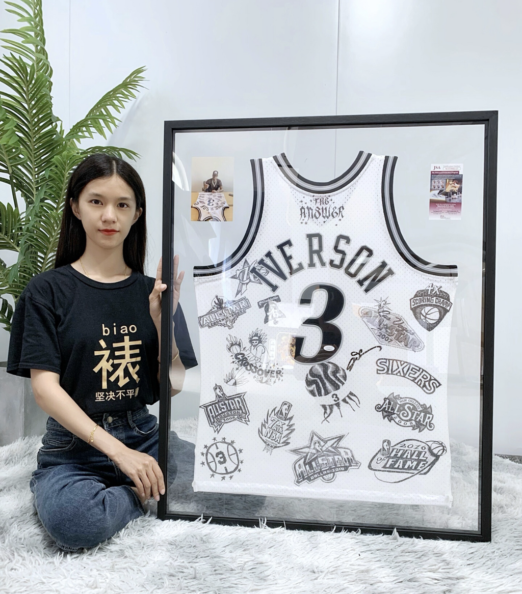 Allen Iverson Philadelphia 76ers Autographed Framed Jersey