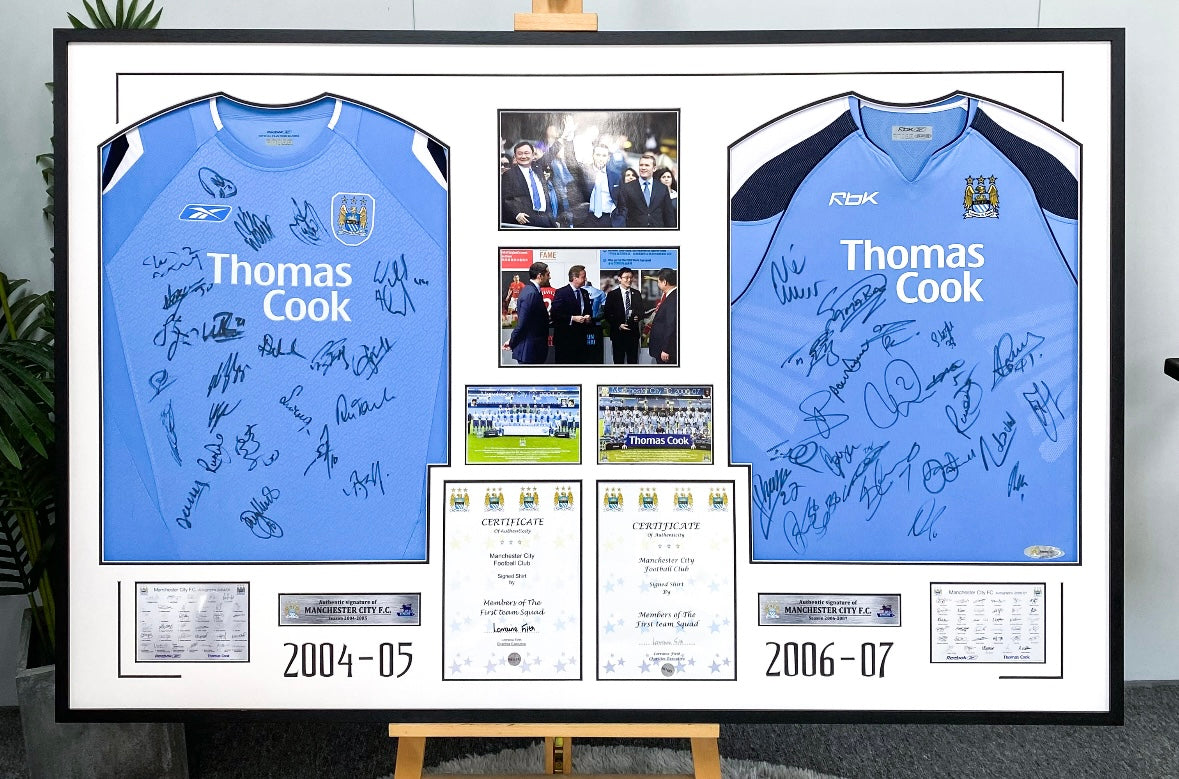 Manchester City Autographed Custom Framed Jersey