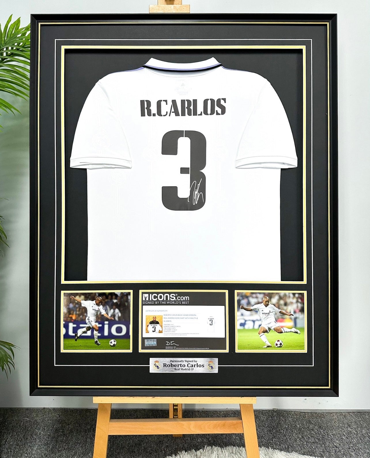 Roberto Carlos Real Madrid Autographed Custom Framed Jersey
