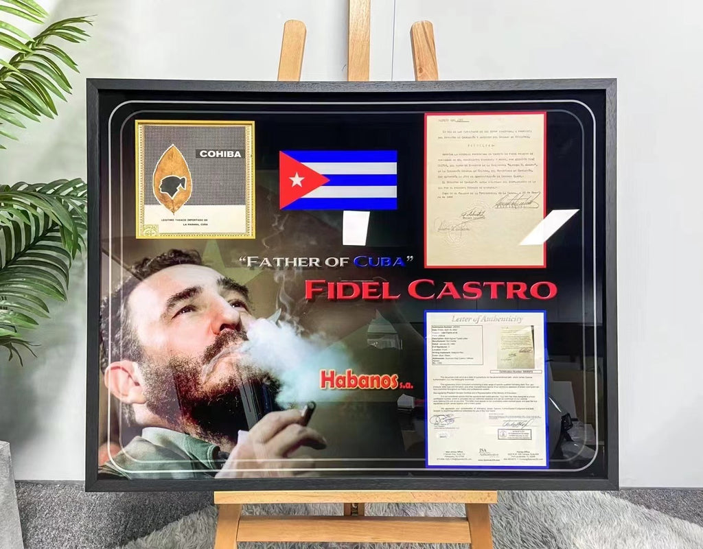 Fidel Castro Signed Portrait Framing