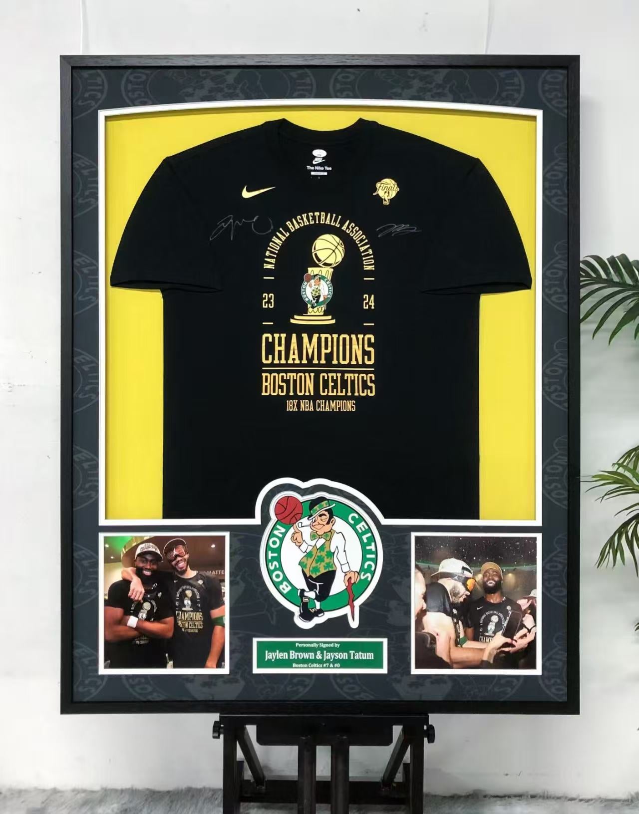 Jayson Tatum & Jaylen Brown Boston Celtics Framed Signed Jersey