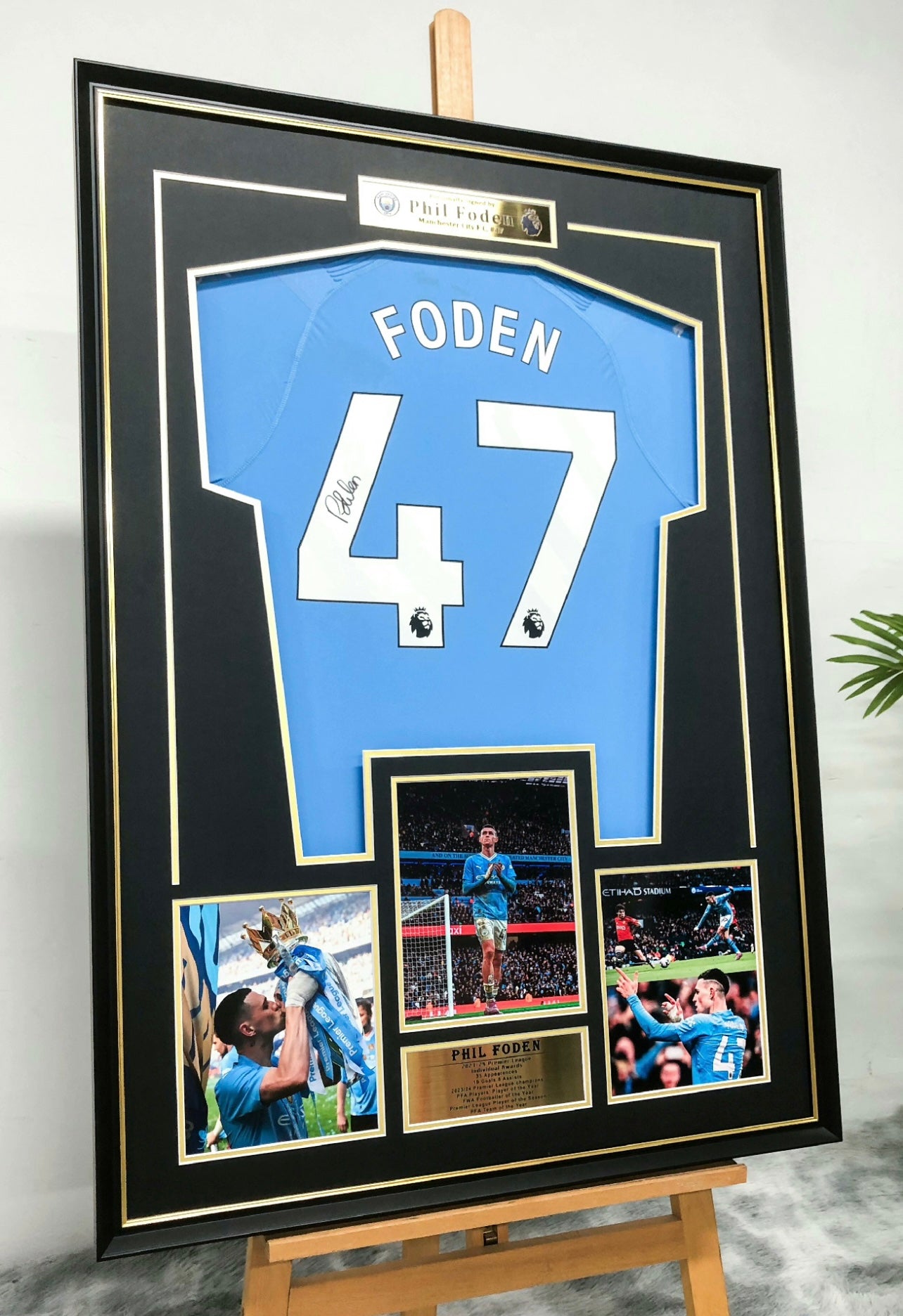 Phil Foden Manchester City FC Autographed Custom Framed Jersey