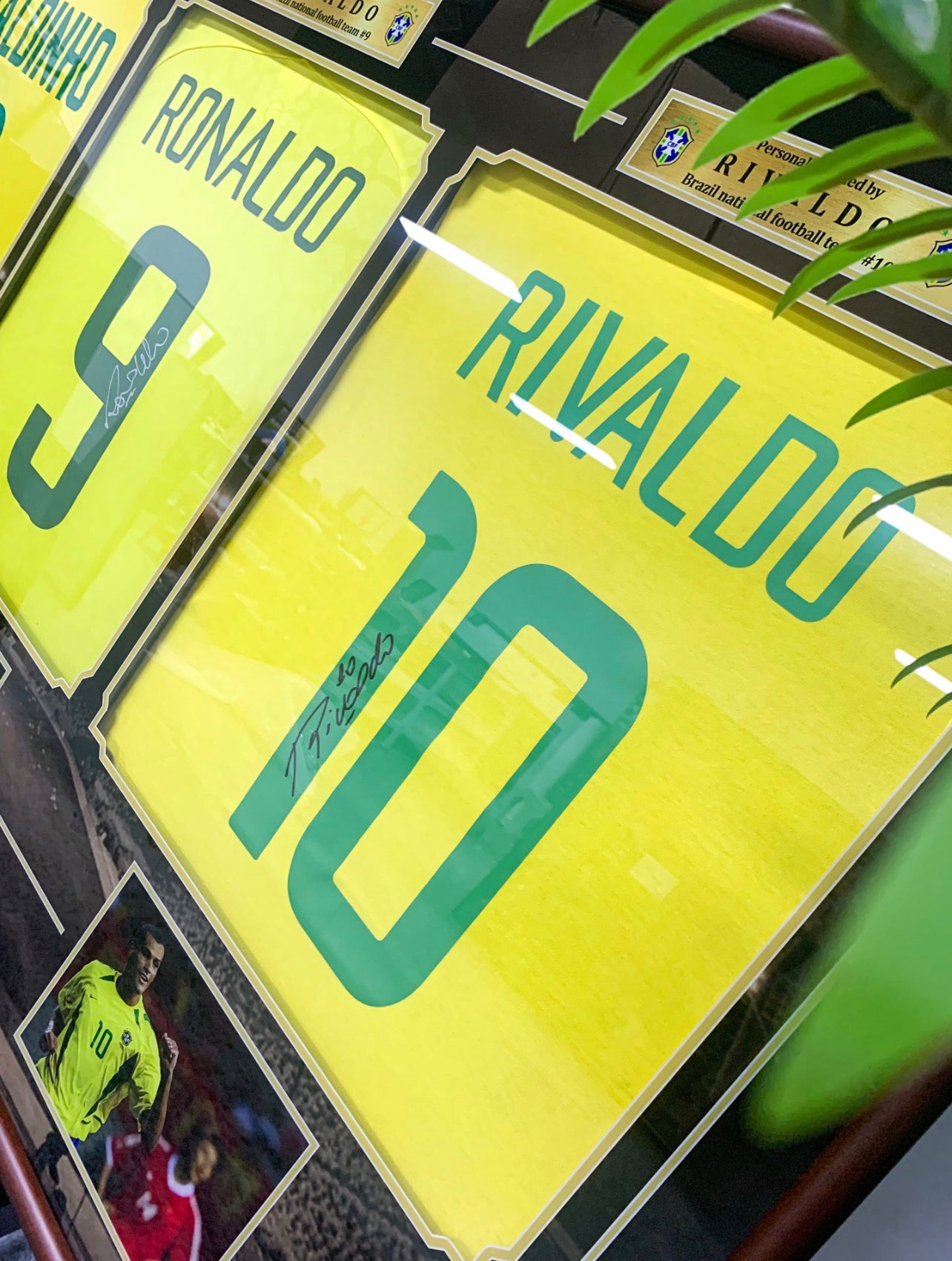 Ronaldo Rivaldo Brazil National Team Autographed Custom Framed Jersey