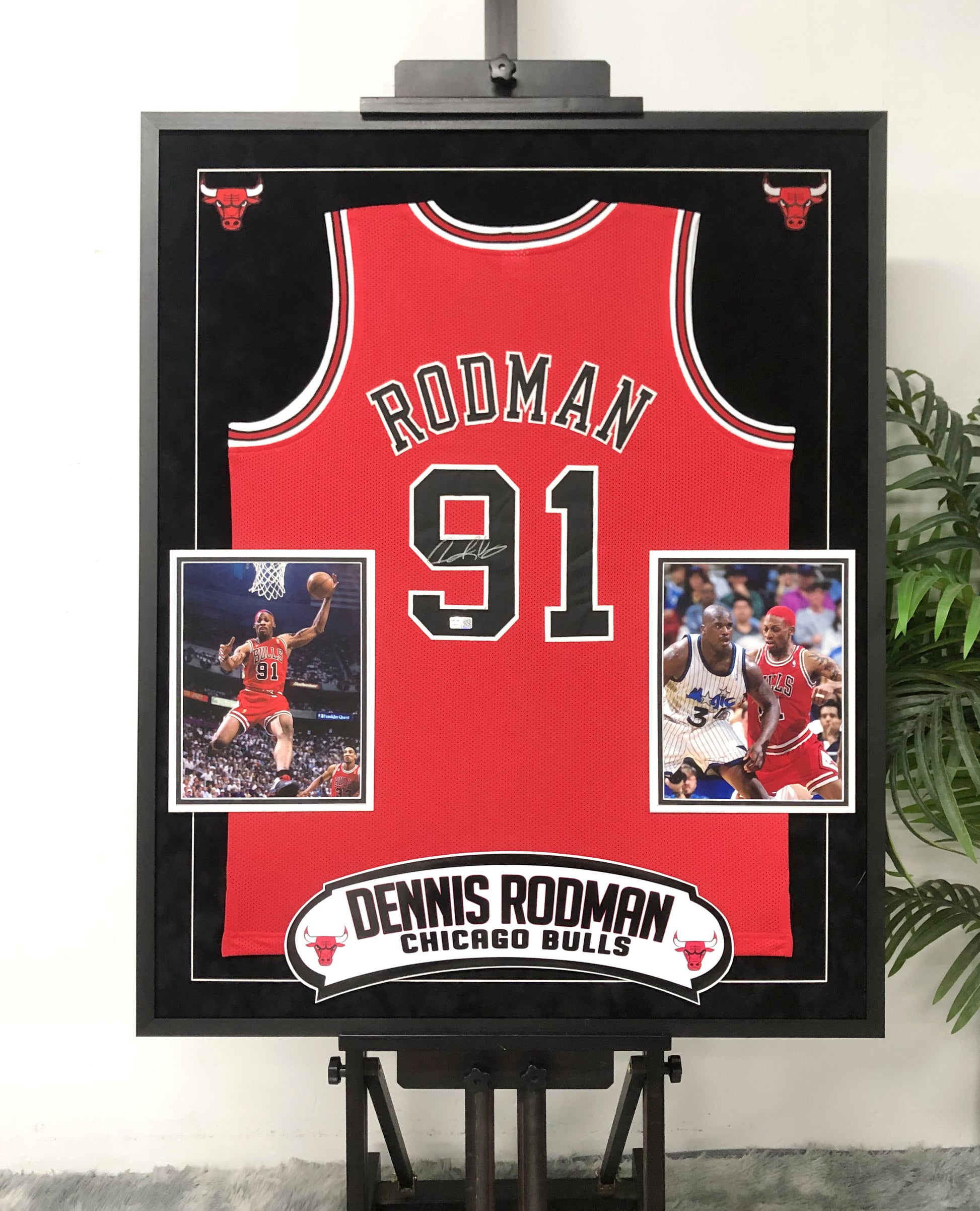 Dennis Rodman Chicago Bulls Autographed Jersey Framed