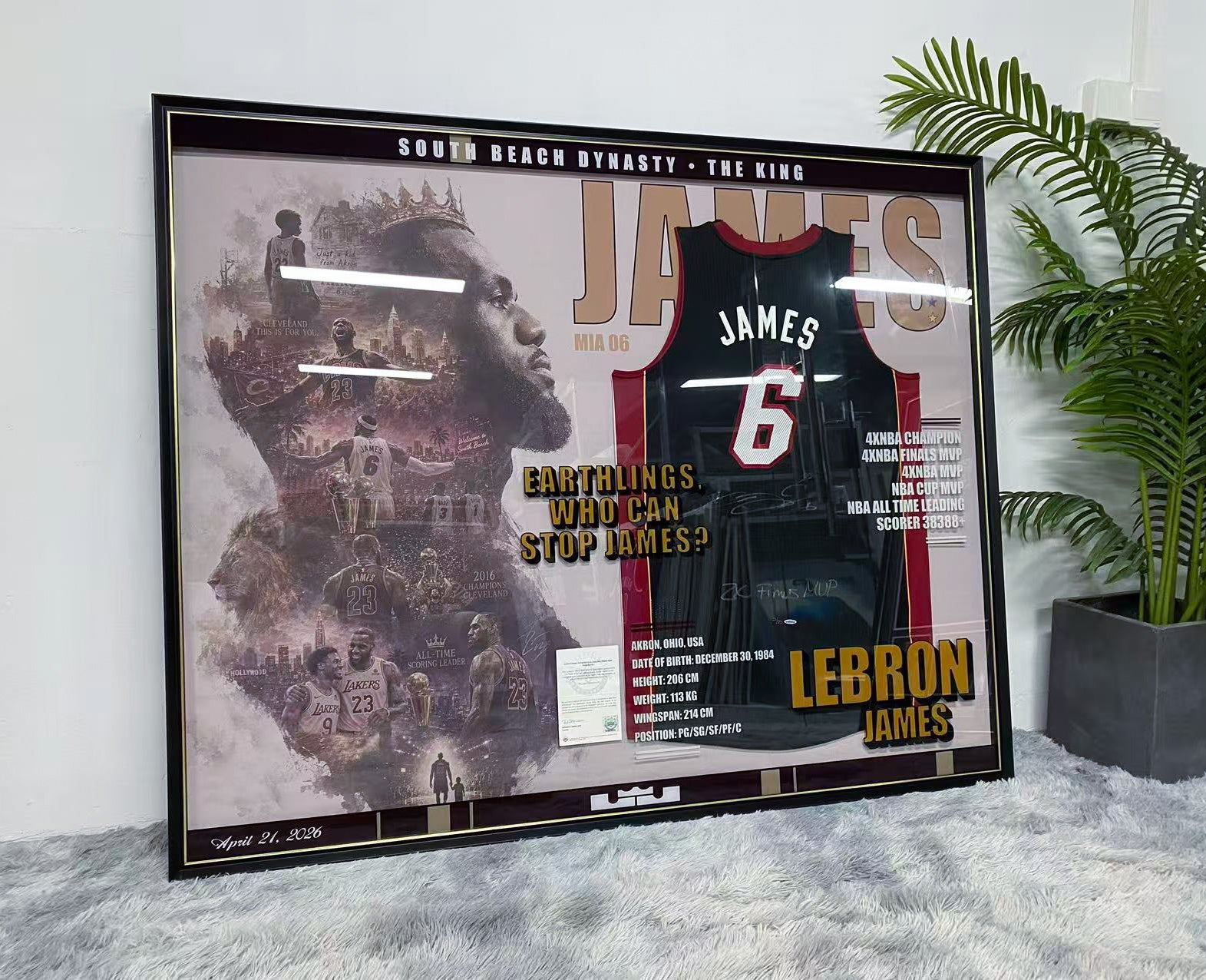 Lebron James Miami Heat Autographed Jersey Framing Sentimental Item