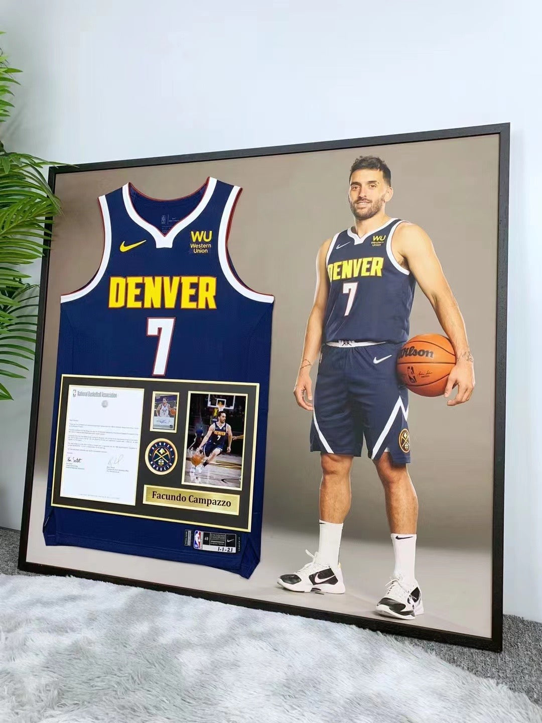 Facundo Campazzo Denver Nuggets Autographed Framed Jersey