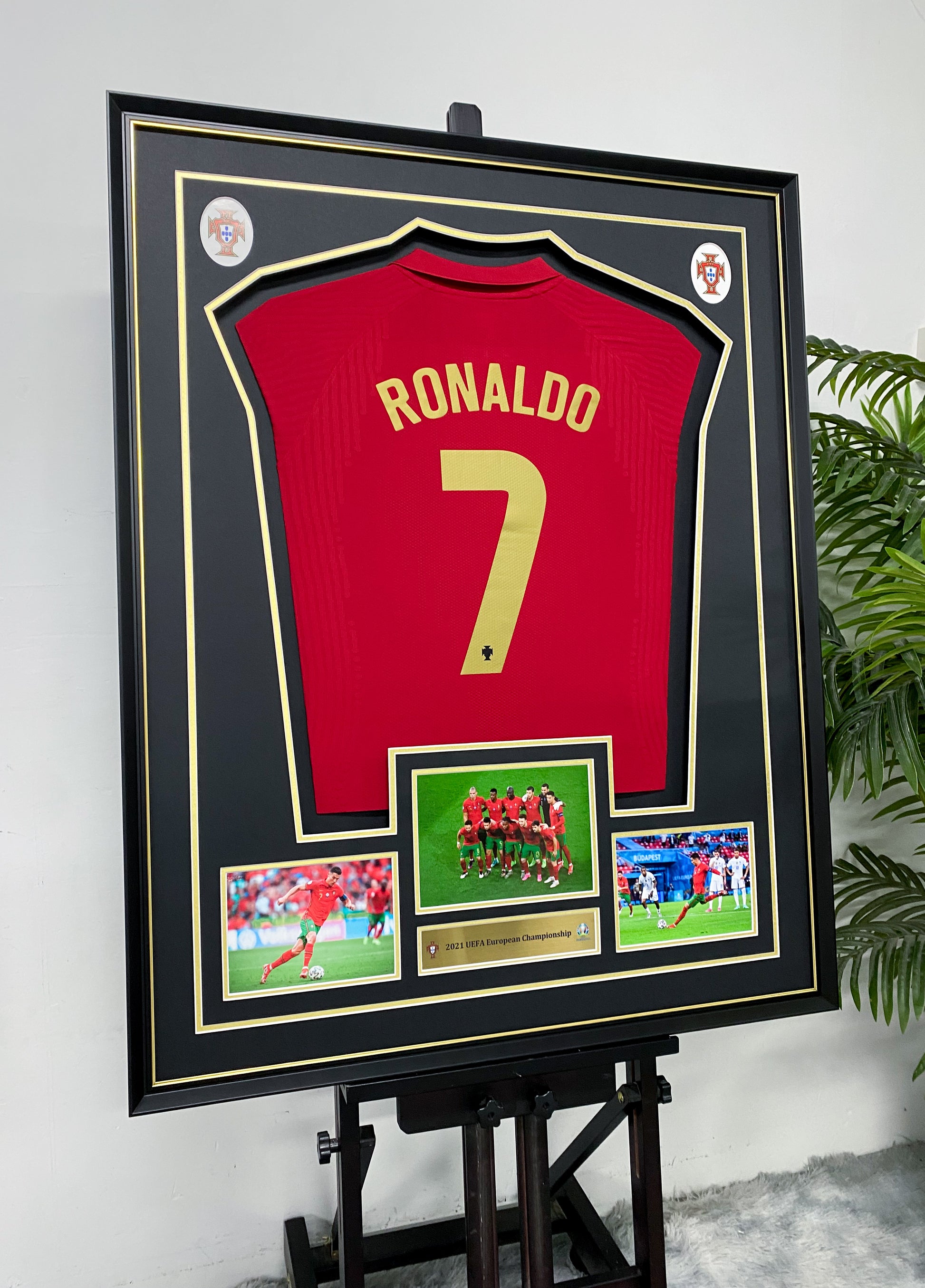 Cristiano Ronaldo Portugal 2021 Euro #7 Signed Red Home Jersey Framed Display
