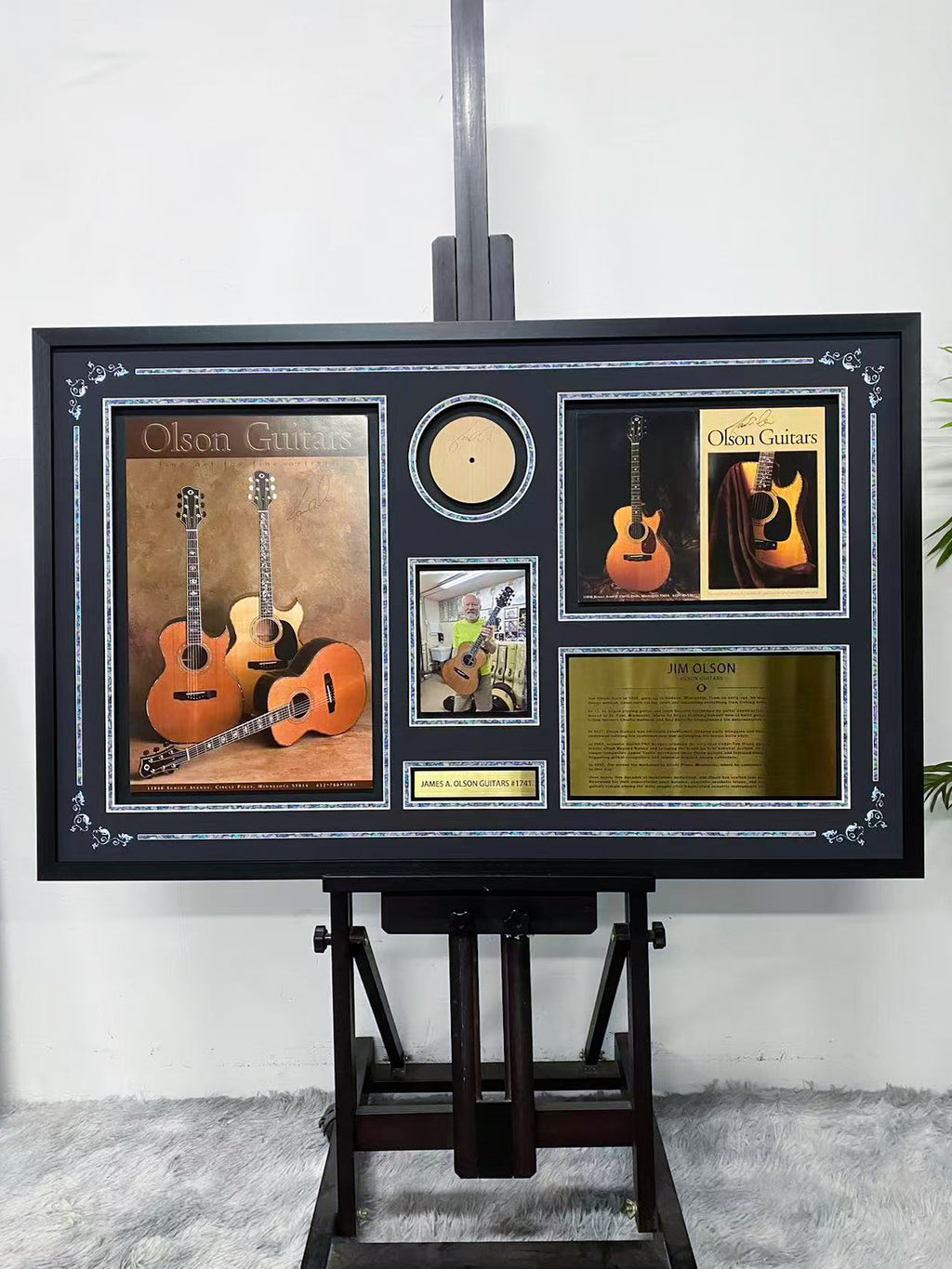 Jim Olson Olson Guitars Signed Soundboard Catalog Display Frame