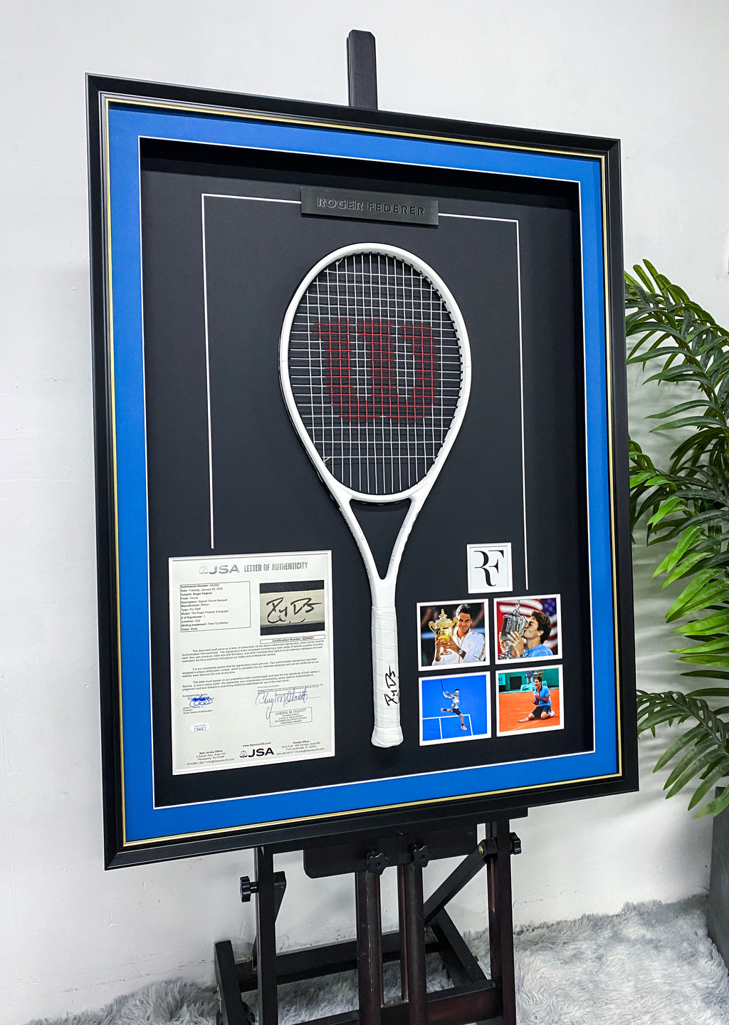 Roger Federer Signed Tennis Racket Framing | Bespoke Autograph Memorabilia Display