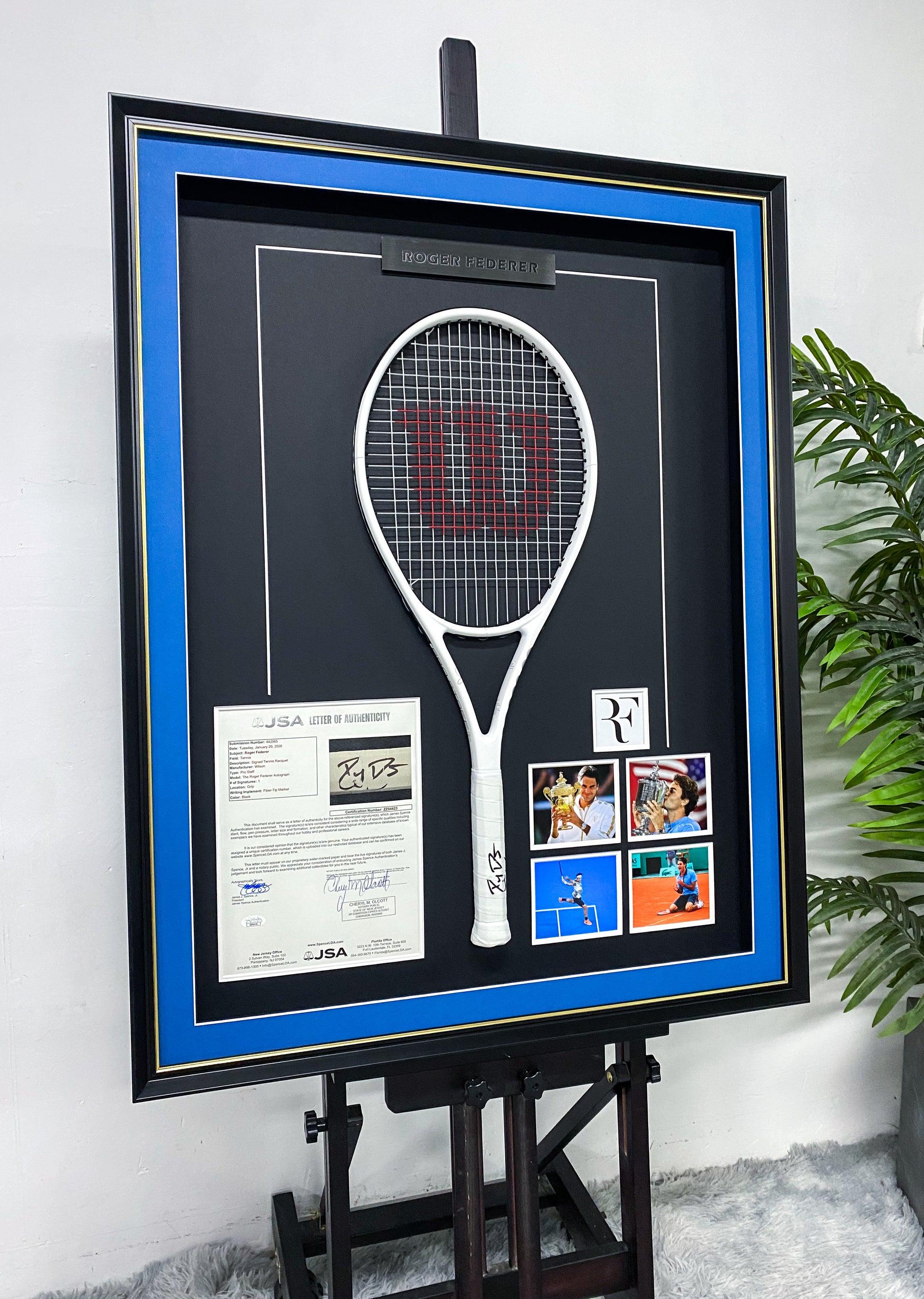 Roger Federer Signed Tennis Racket Framing | Bespoke Autograph Memorabilia Display