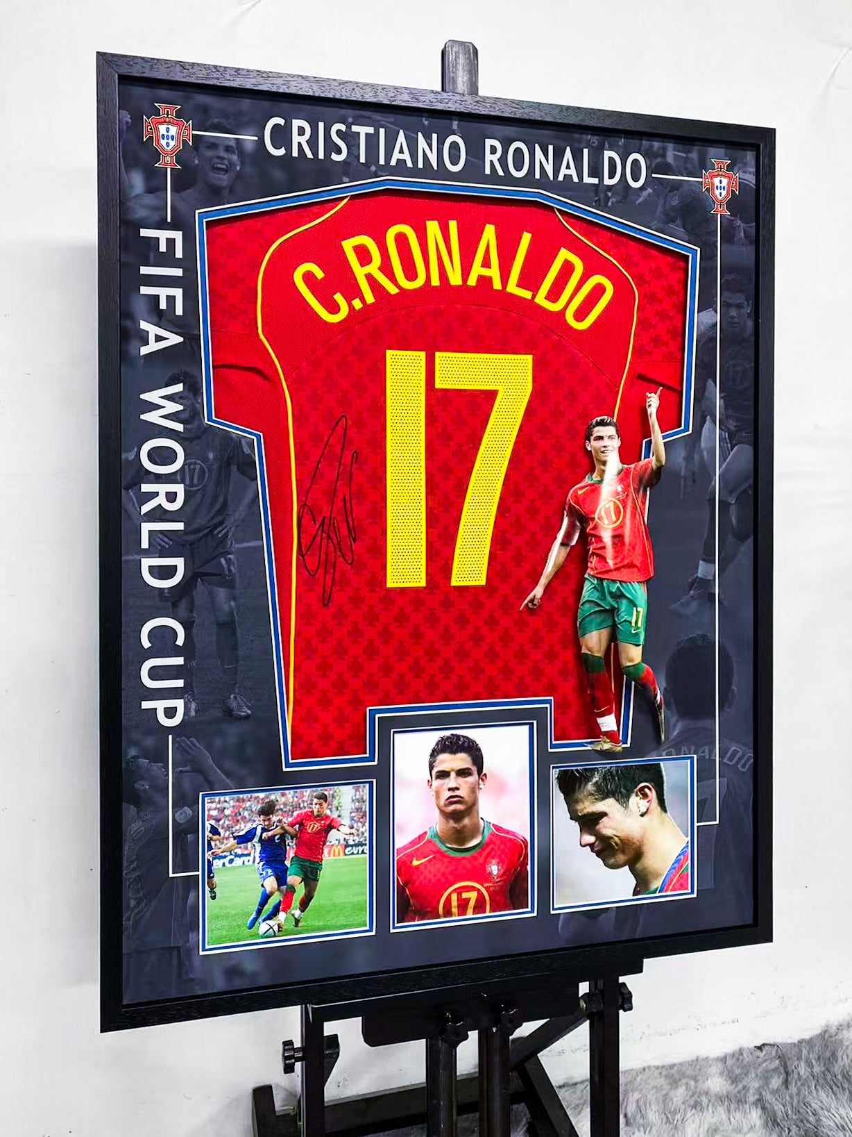 Cristiano Ronaldo Portugal National Team Signed Jersey Framed