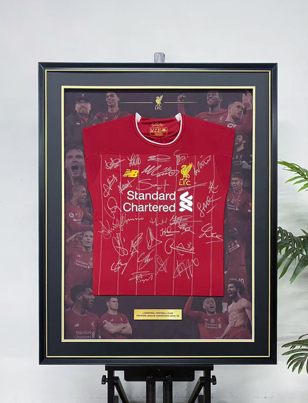 Liverpool 2019-20 Premier League Champions Squad Signed Home Jersey Display Frame